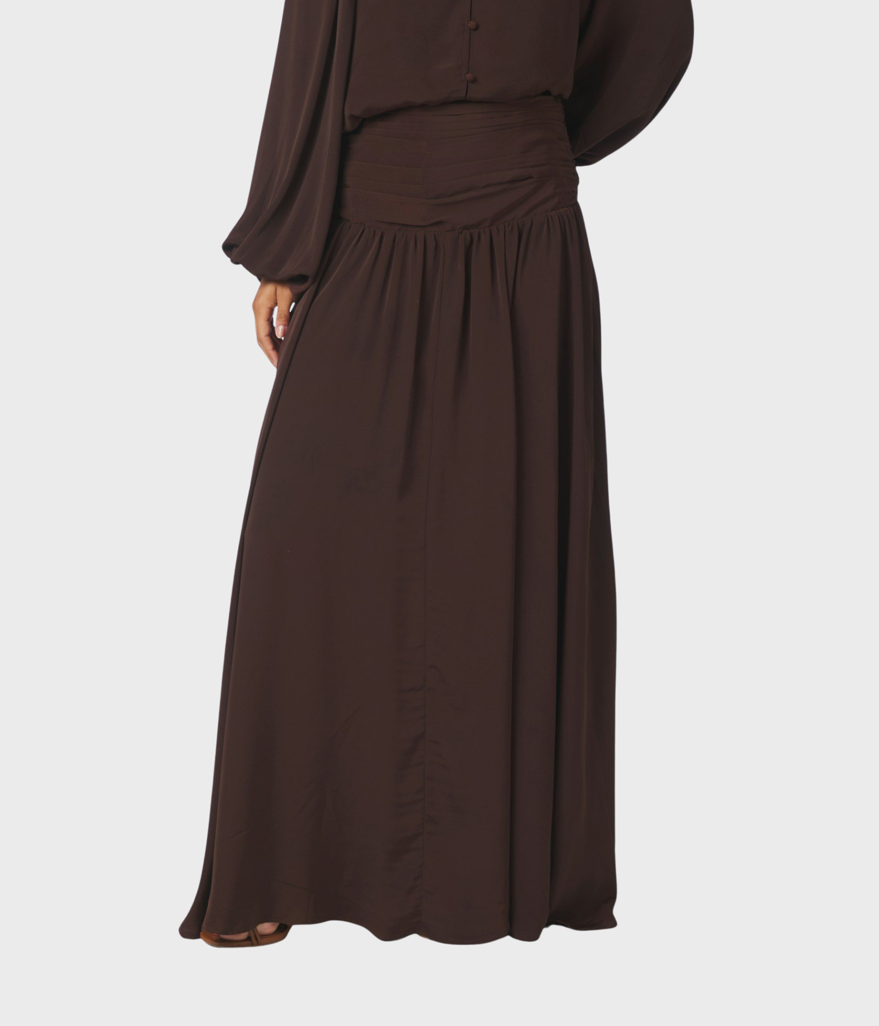 Morien Woven Maxi Skirt (676 DARK BROWN)