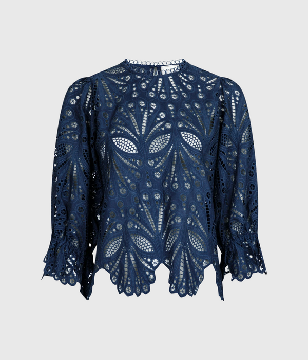 Adela Embroidery Blouse (NAVY)