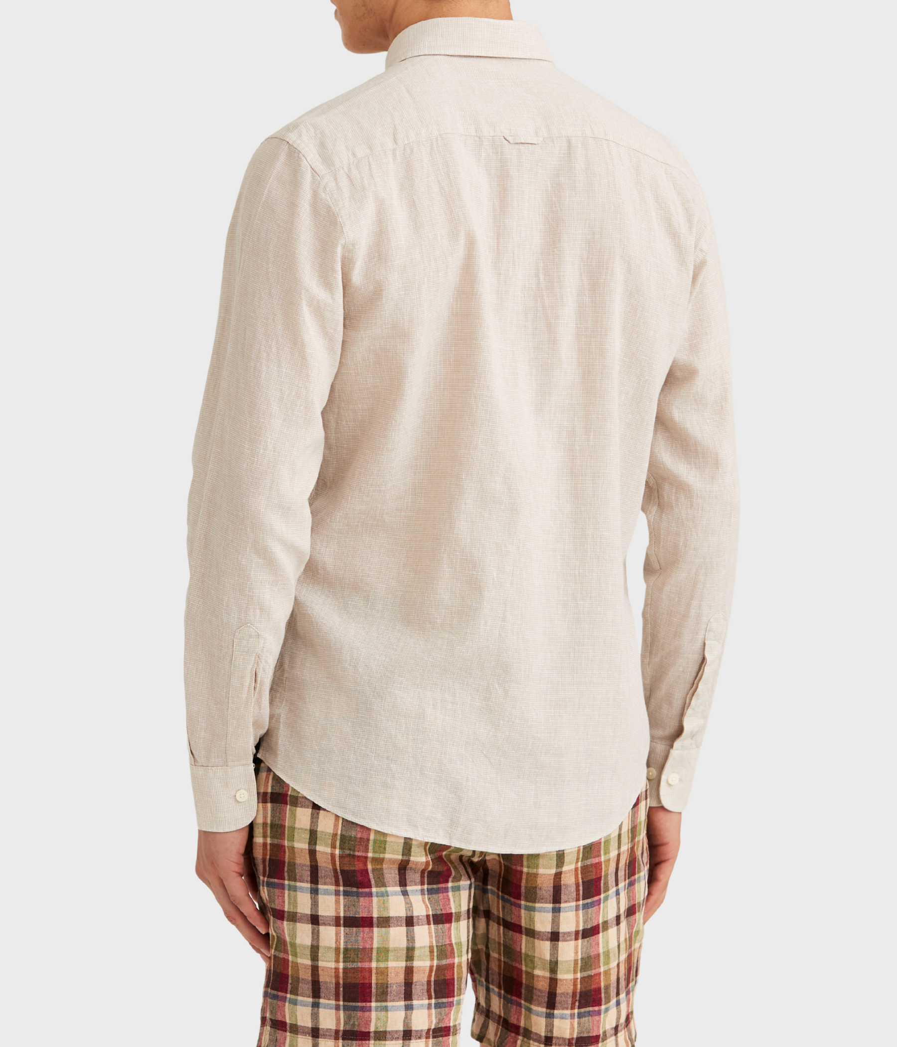 Linen Dressed Check Shirt-Slim Fit (05 Khaki)