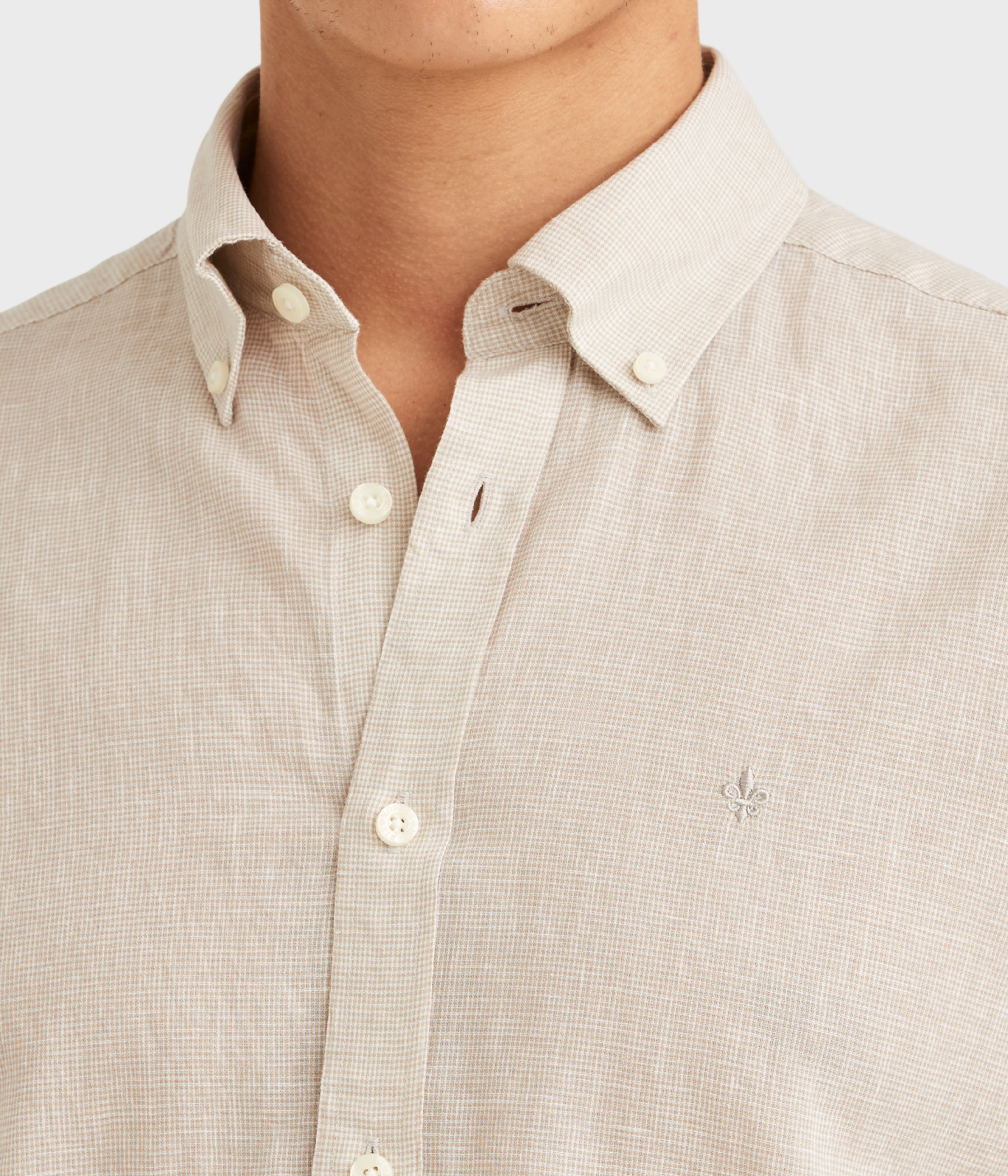 Linen Dressed Check Shirt-Slim Fit (05 Khaki)