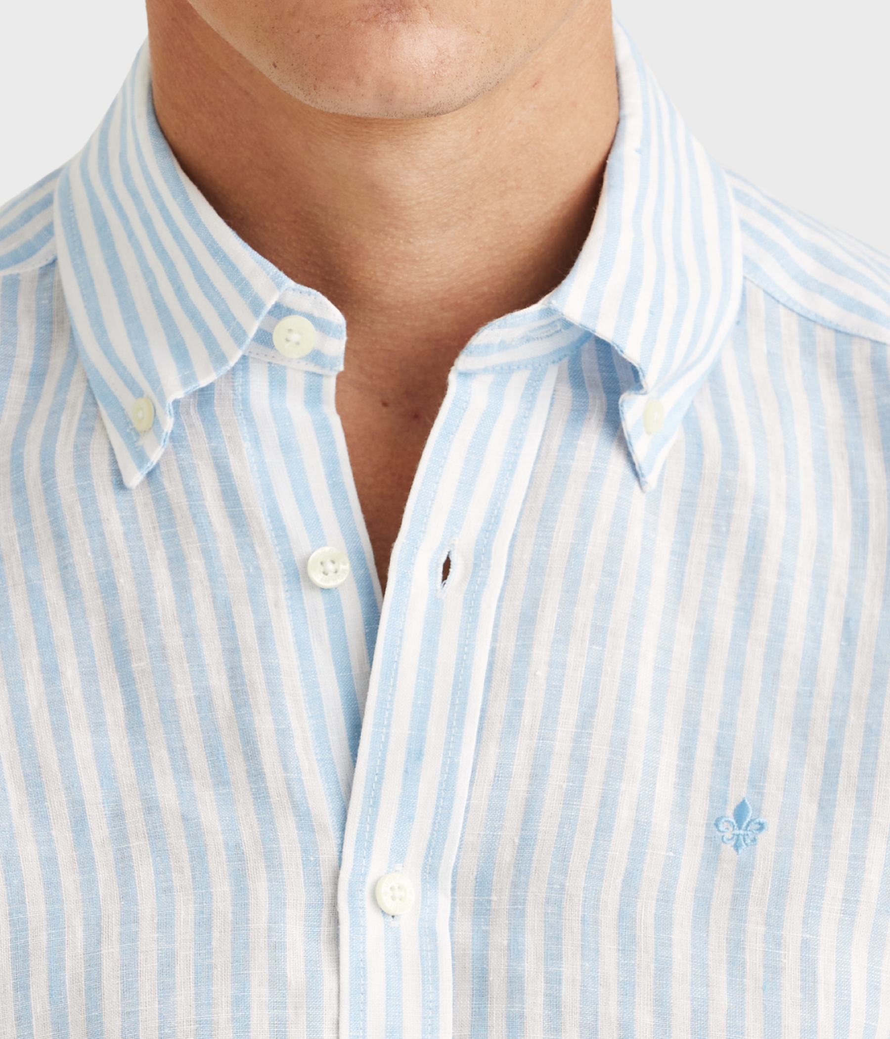 Douglas Linen Stripe Shirt-Classic Fit (56 BLUE)