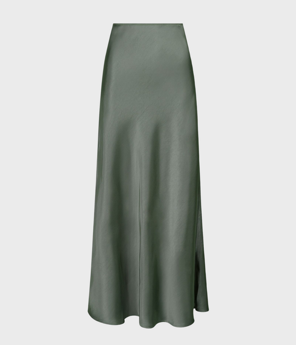 Vicky Heavy Sateen Skirt (627 Smoke Green)