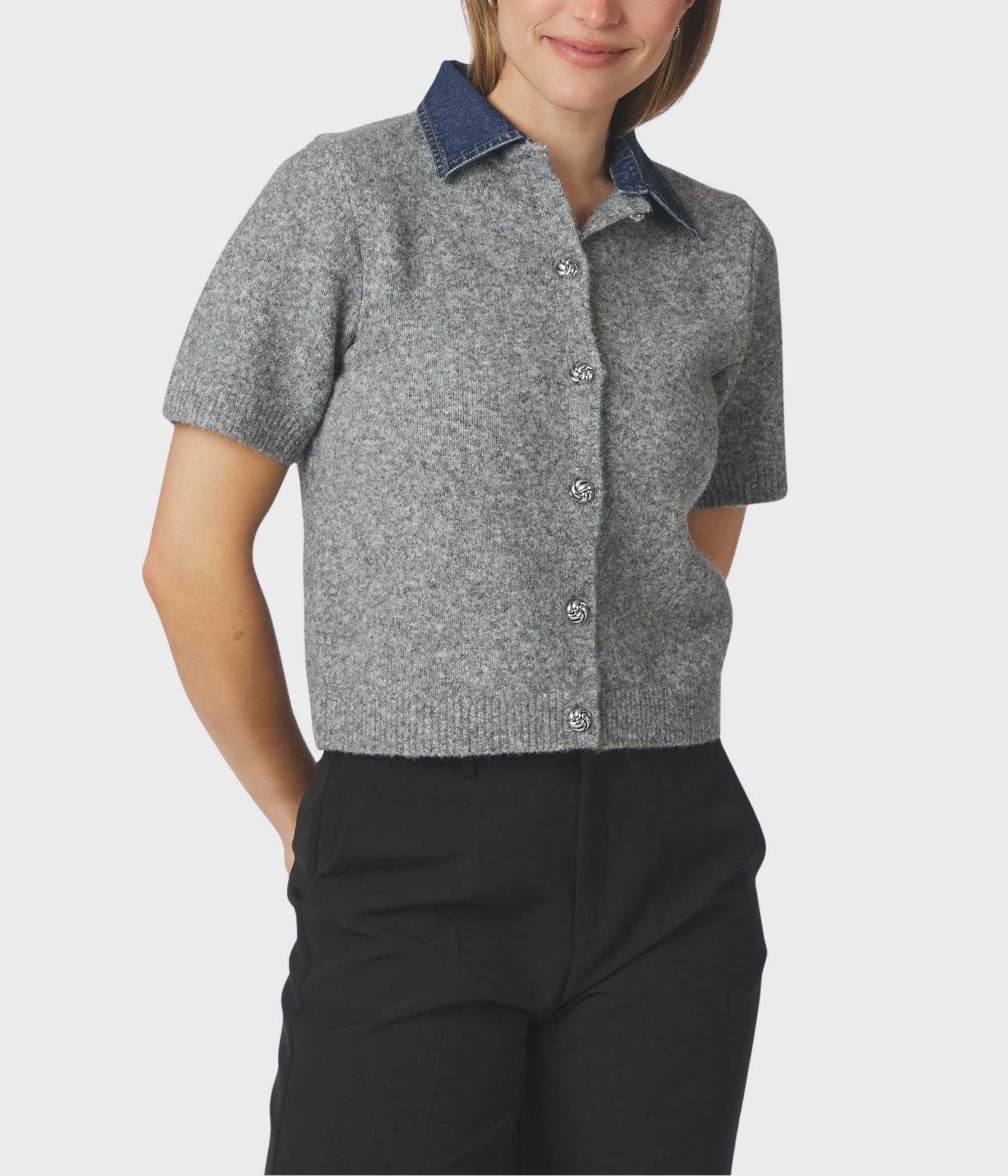 Amoria Knit Cardigan (Grey Melange)