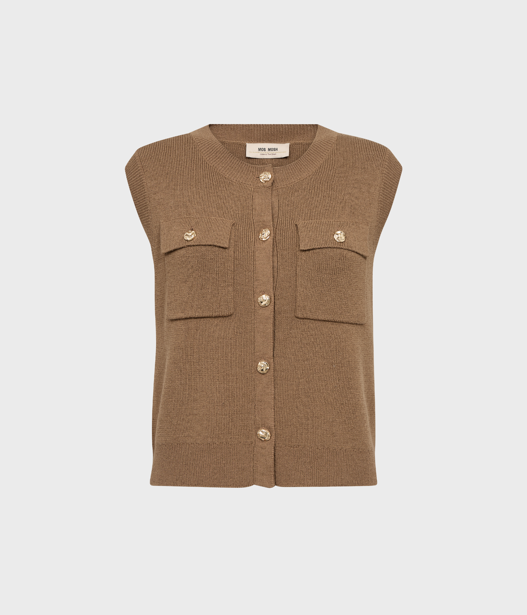 Mmayana Wool Knit Vest (282 Dark Camel)