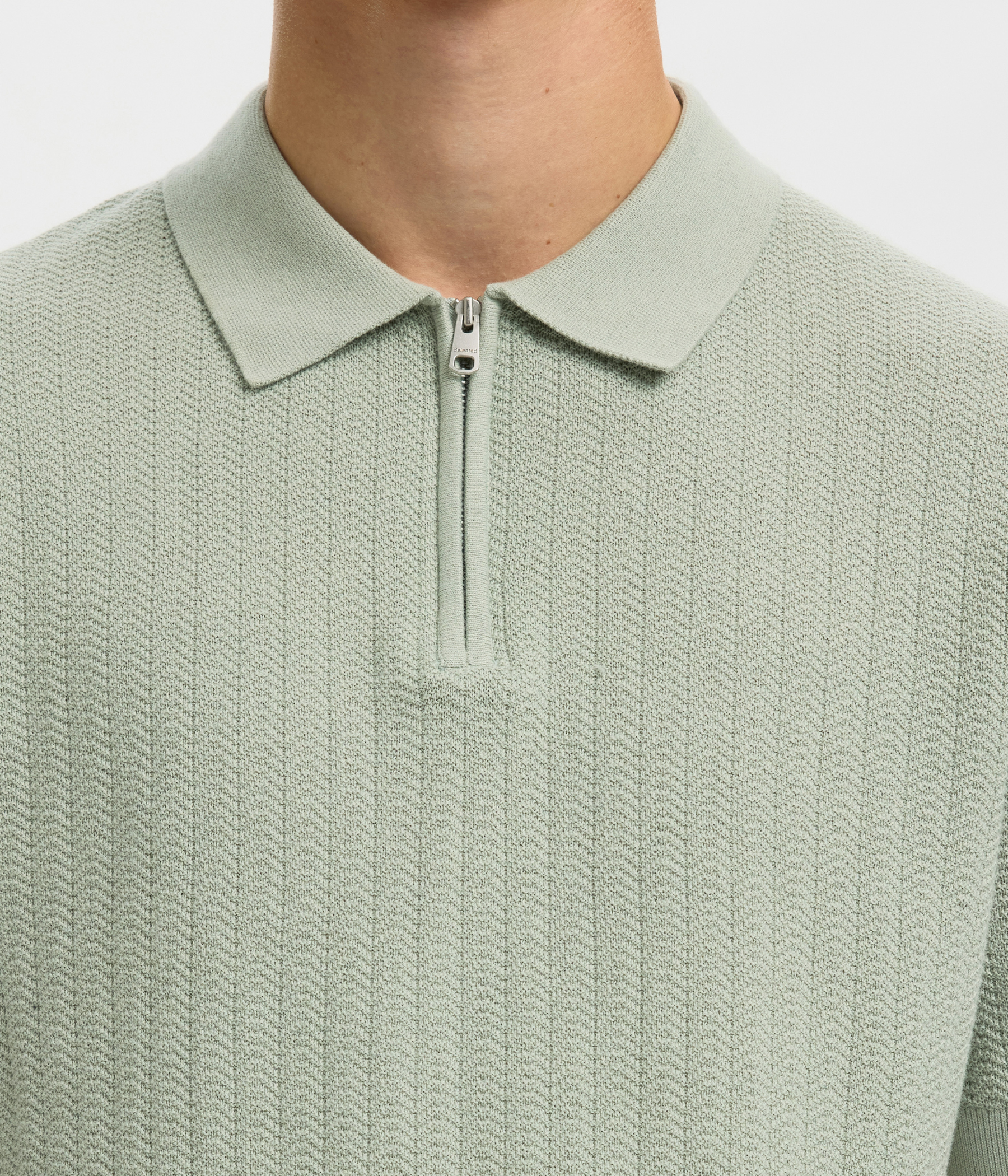 SLHCRAN SS KNIT STRUCTURE ZIP POLO NOOS. (Aqua Gray) - D.O. Design Only