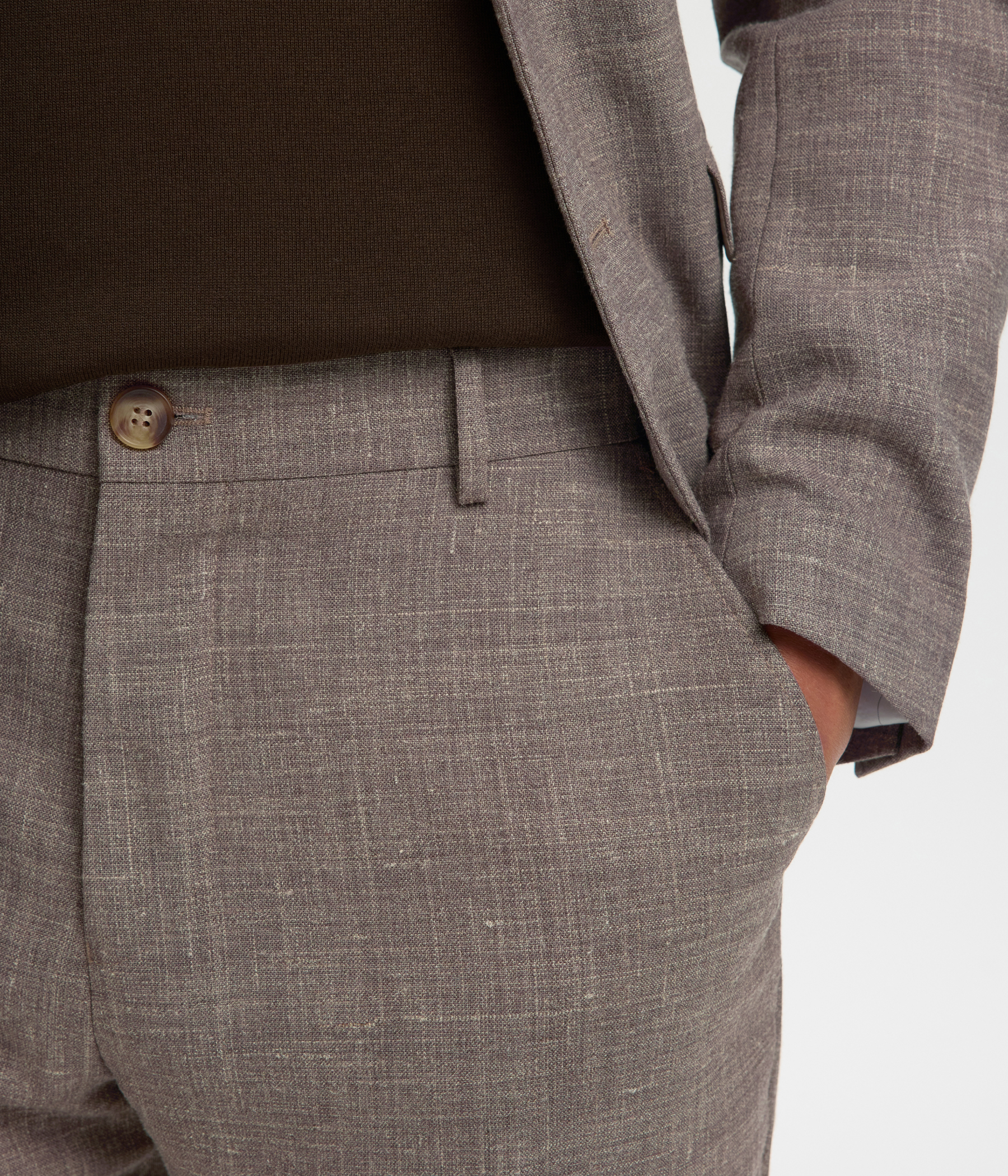 SLHSLIM-OASIS LINEN TRS NOOS. (Dark Sand Melange)