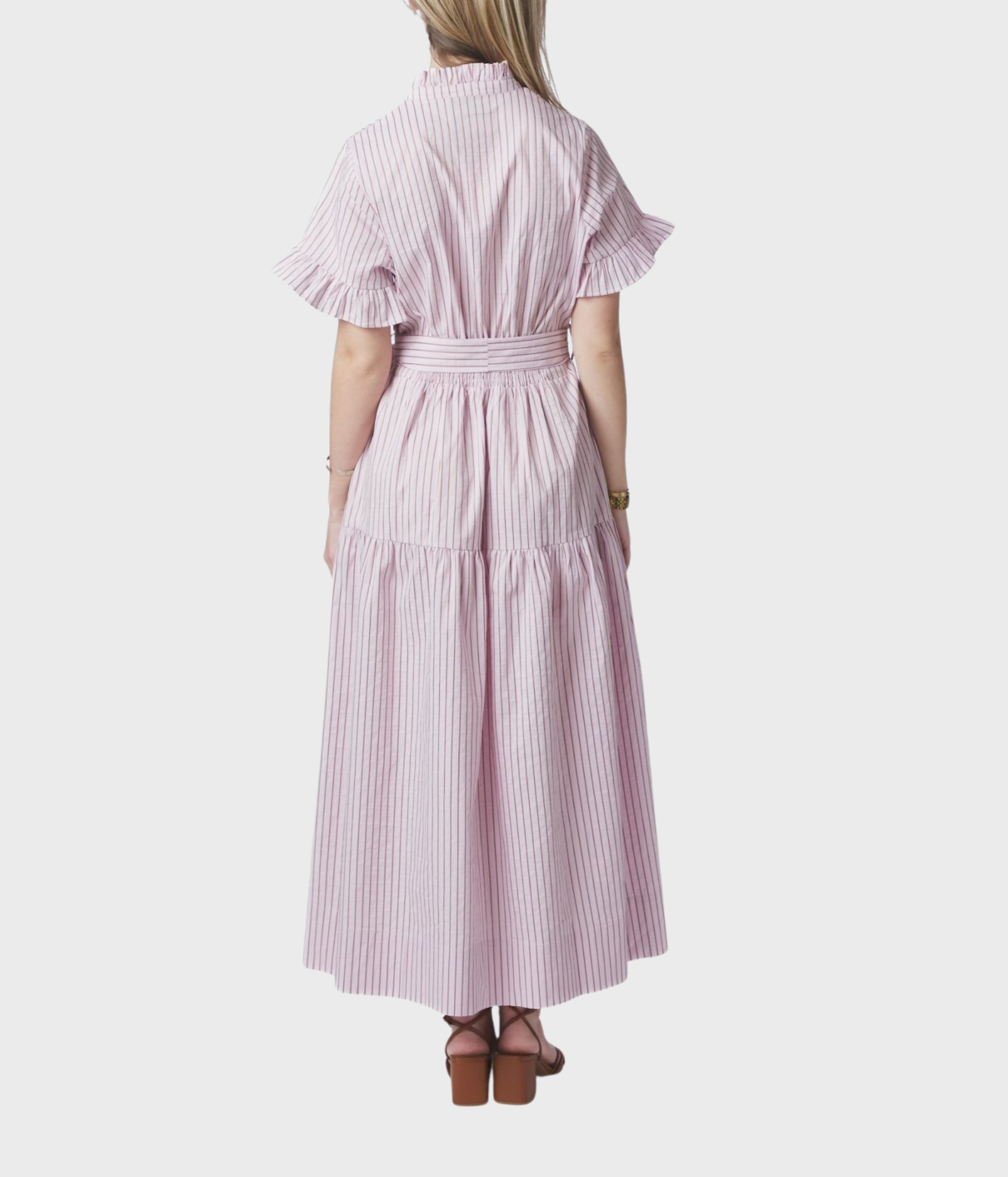 Nessie Structure Stripe Dress (754 Light pink)