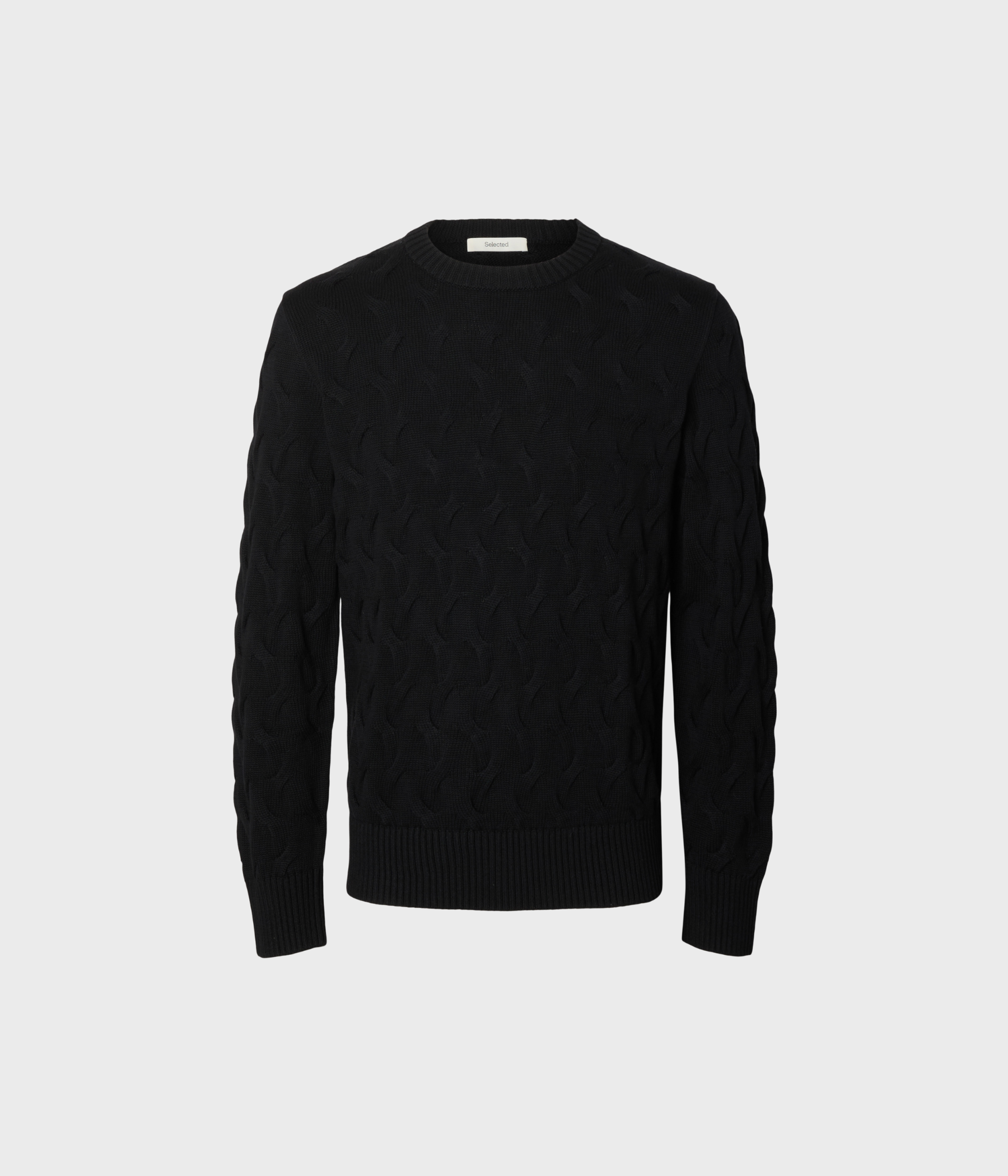 Slmcarlos Ls Cable Crew Neck Noos (Black)