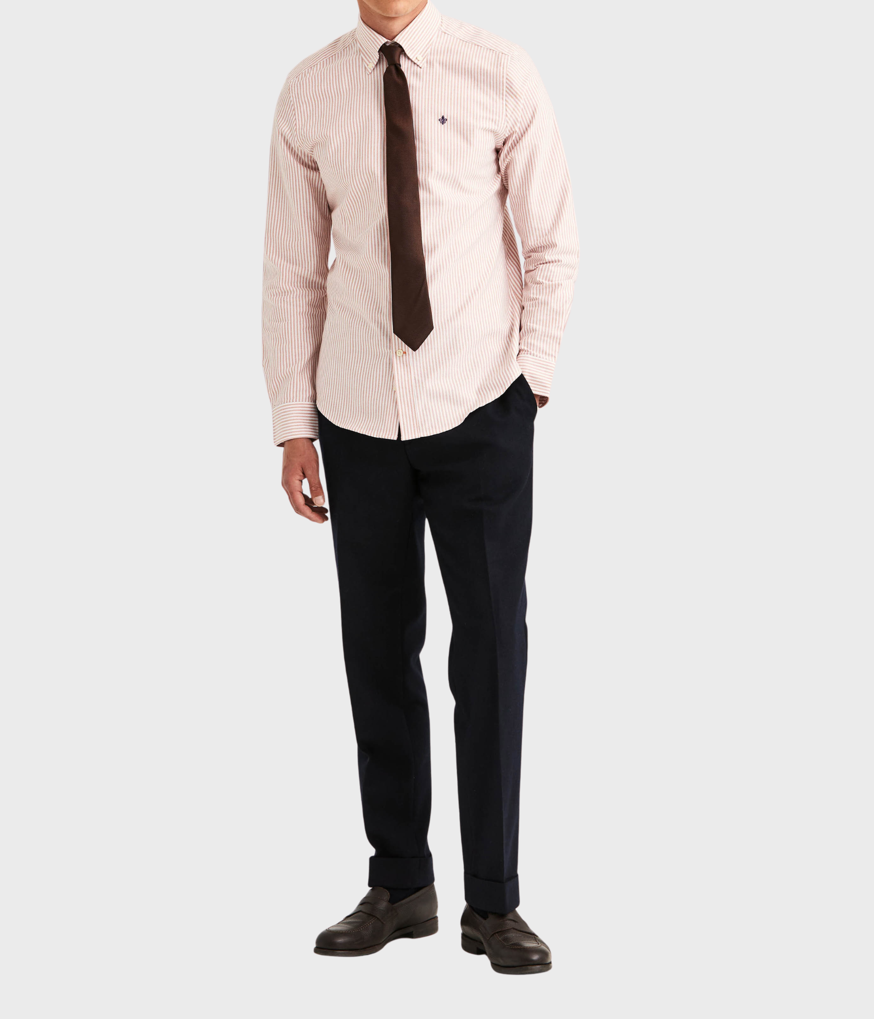 Douglas Oxford Stripe Shirt-Slim Fit (23 ORANGE)