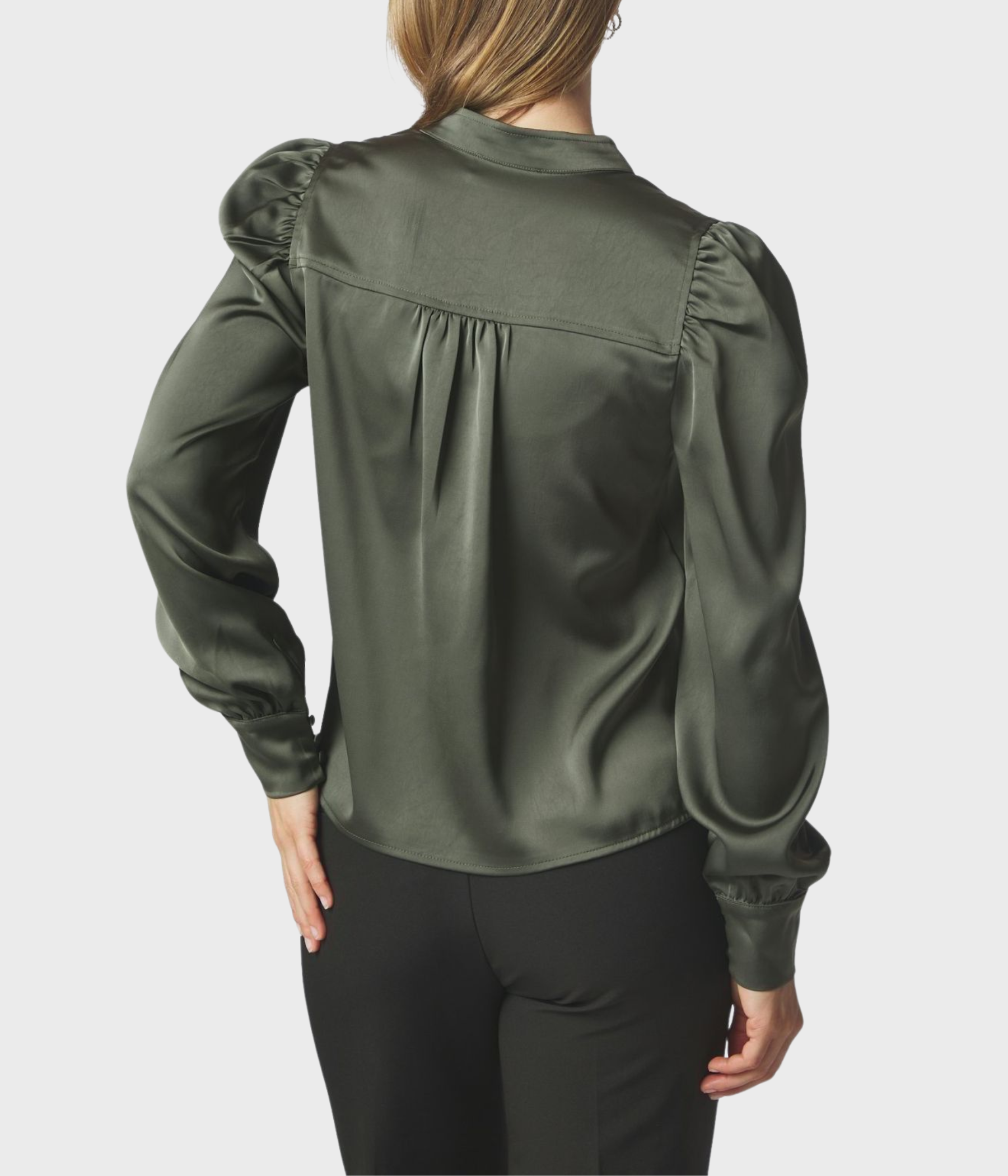 Rosslyn Heavy Sateen Blouse. (Deep Green)