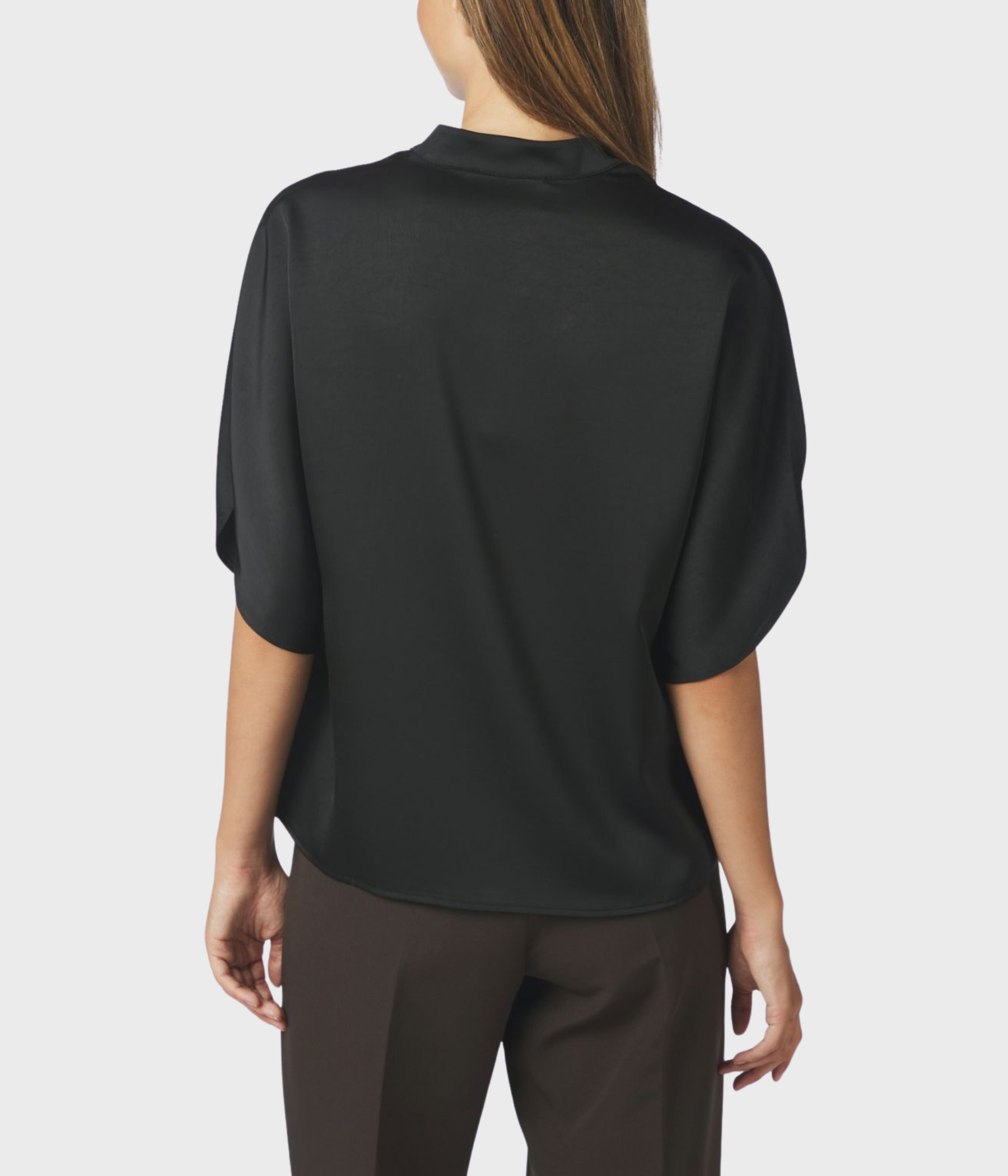 Anelle Heavy Sateen Blouse (100 Black)
