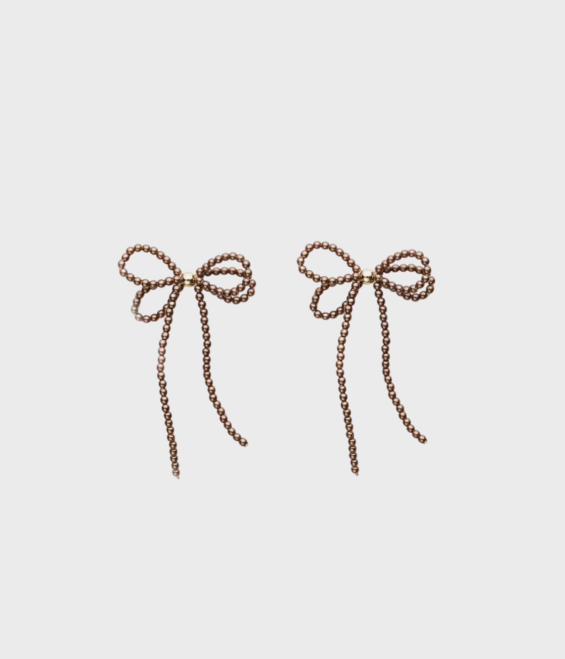 Pearl Bow Earrings (Brown)