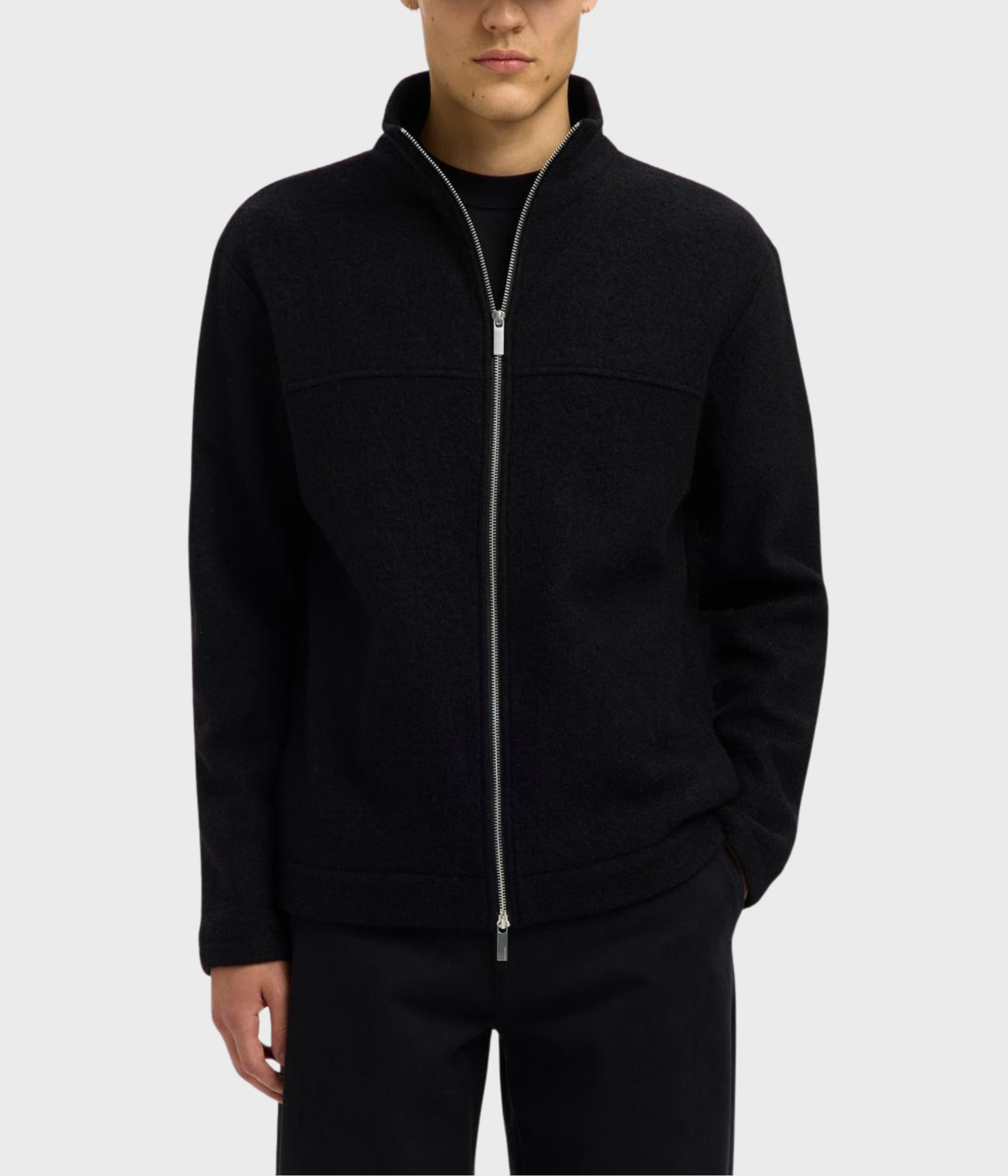 SLHNEALY LS KNIT FULL ZIP CARDIGAN. (Black)