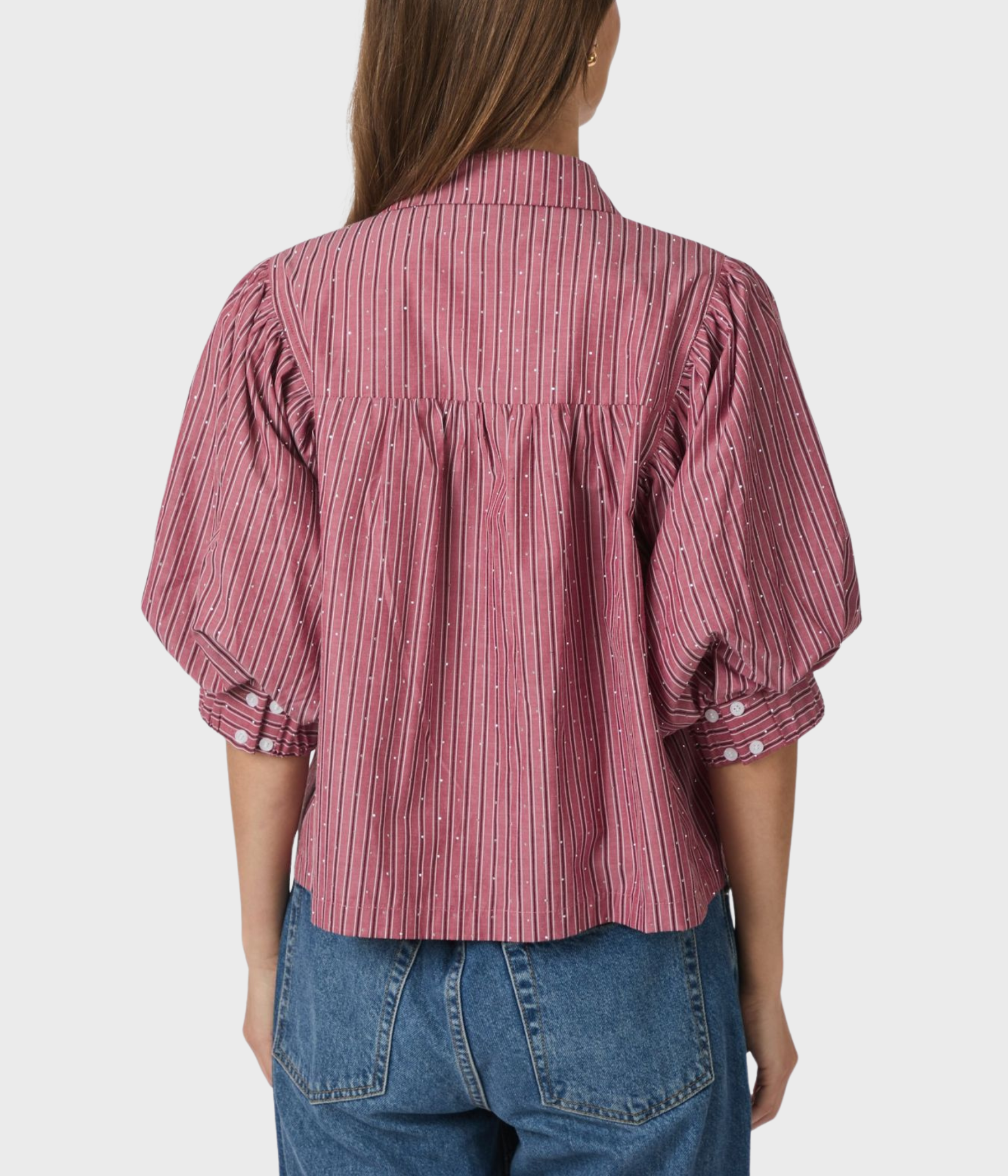 Etta Soft Stripe Stone Shirt (393 Dark Rose)