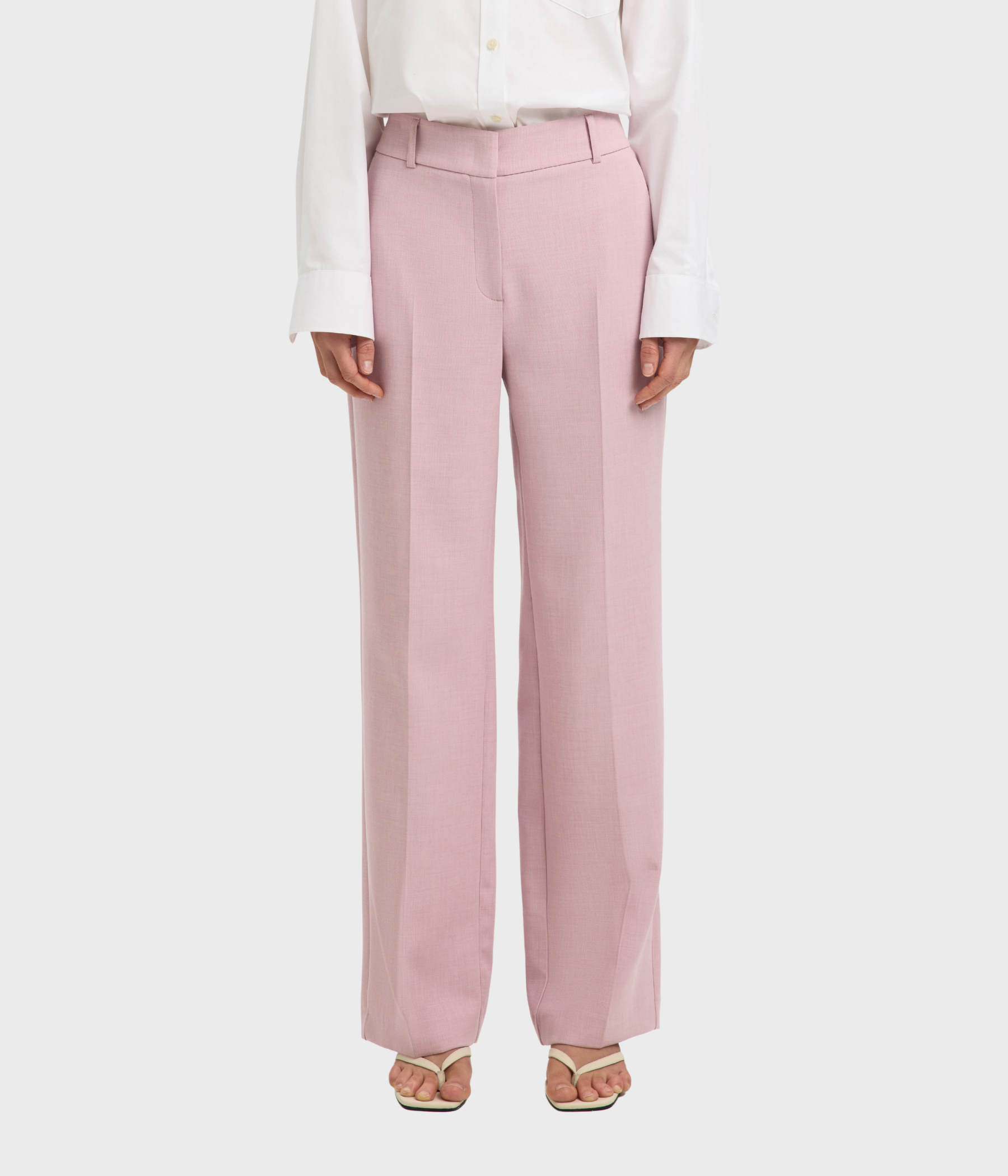 SLFRITA MW WIDE PANT MEL NOOS. (Bleached Mauve Detail:MELANGE) - D.O. Design Only