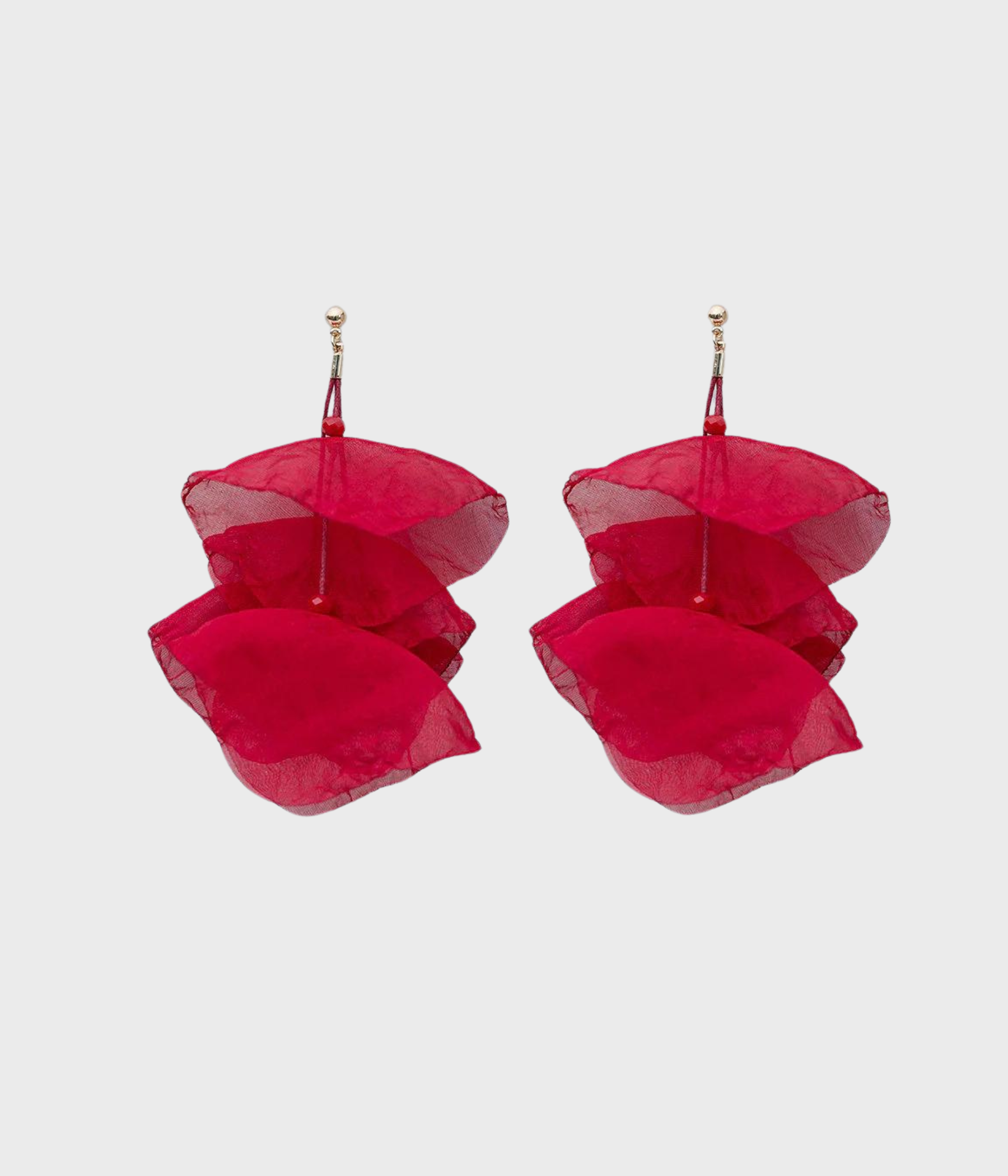 Flowy Earrings Red W Gold (Red w gold)