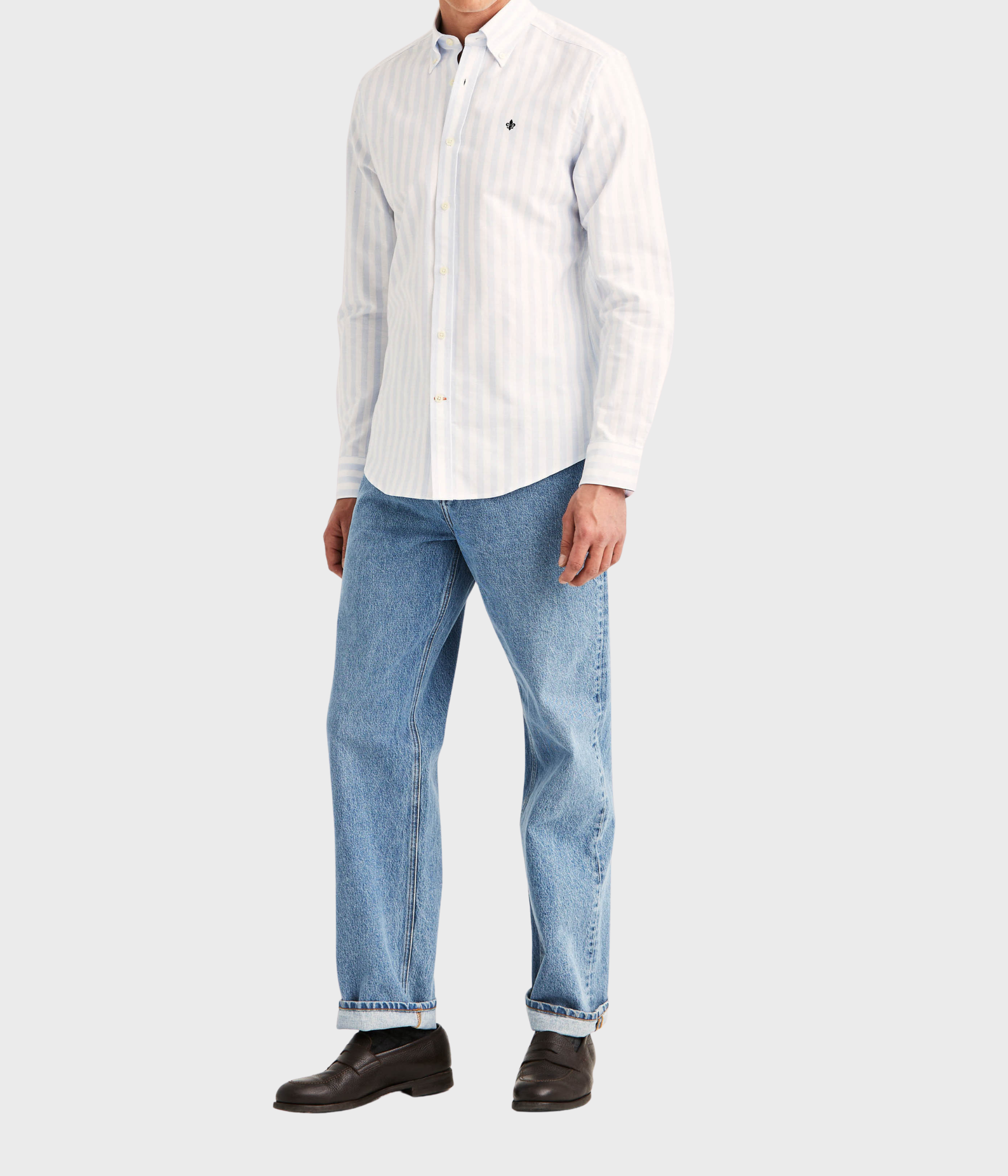 Douglas Oxford Stripe Shirt-Slim Fit (55 Light blue)