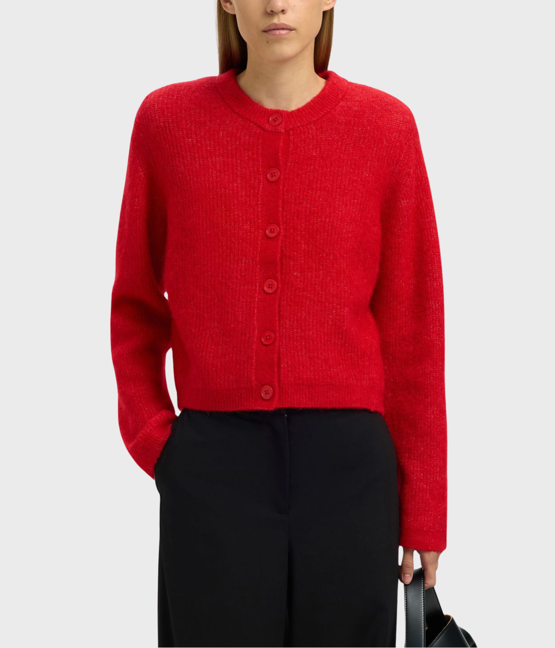 SLFSIA RAS LS KNIT CROPPED CARDIGAN (Equestrian Red)