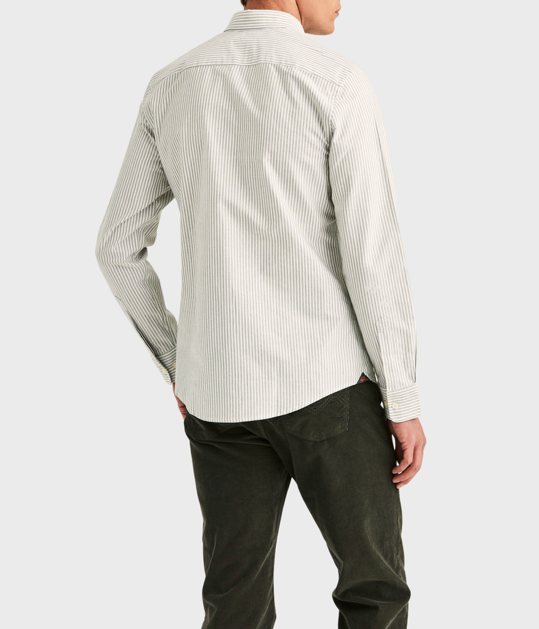 Douglas Oxford Stripe Shirt-Slim Fit (75 Olive)