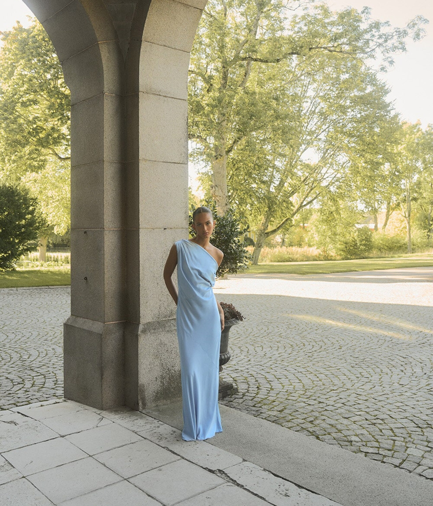 Vanessa Satin Dress (Pale Blue)