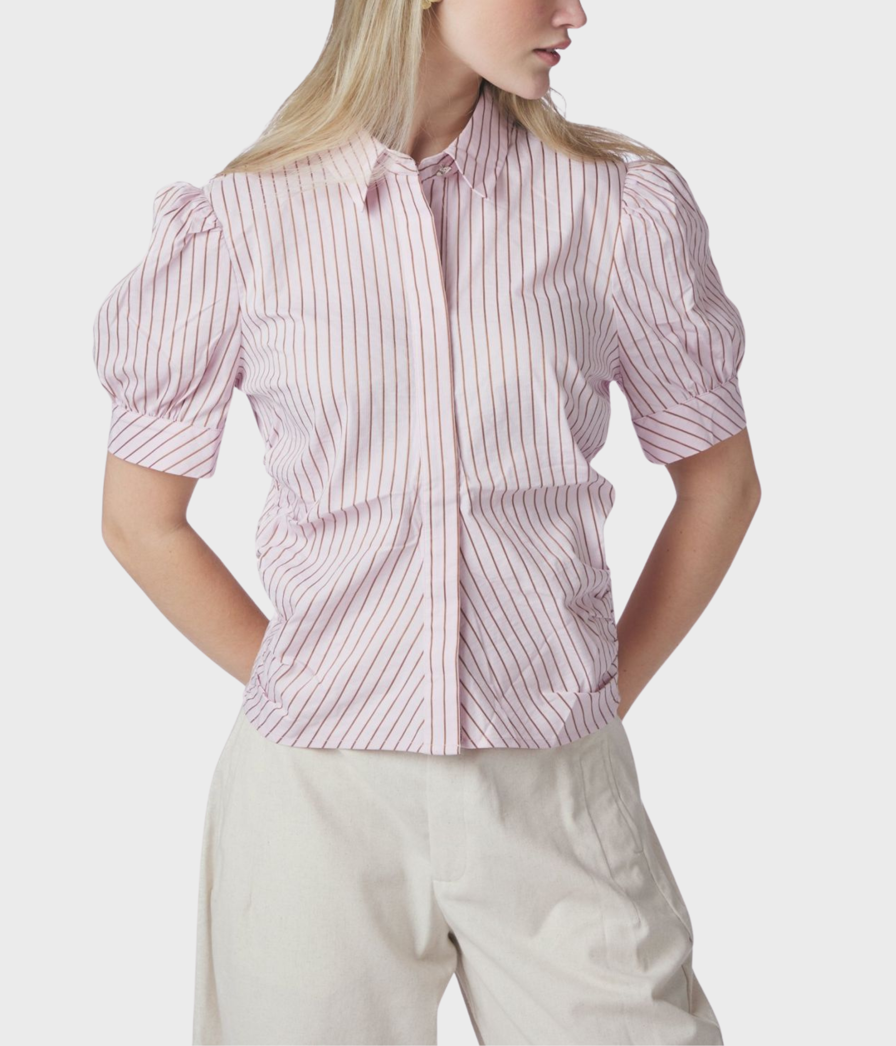 Frannie Structure Stripe Shirt (754 Light pink)