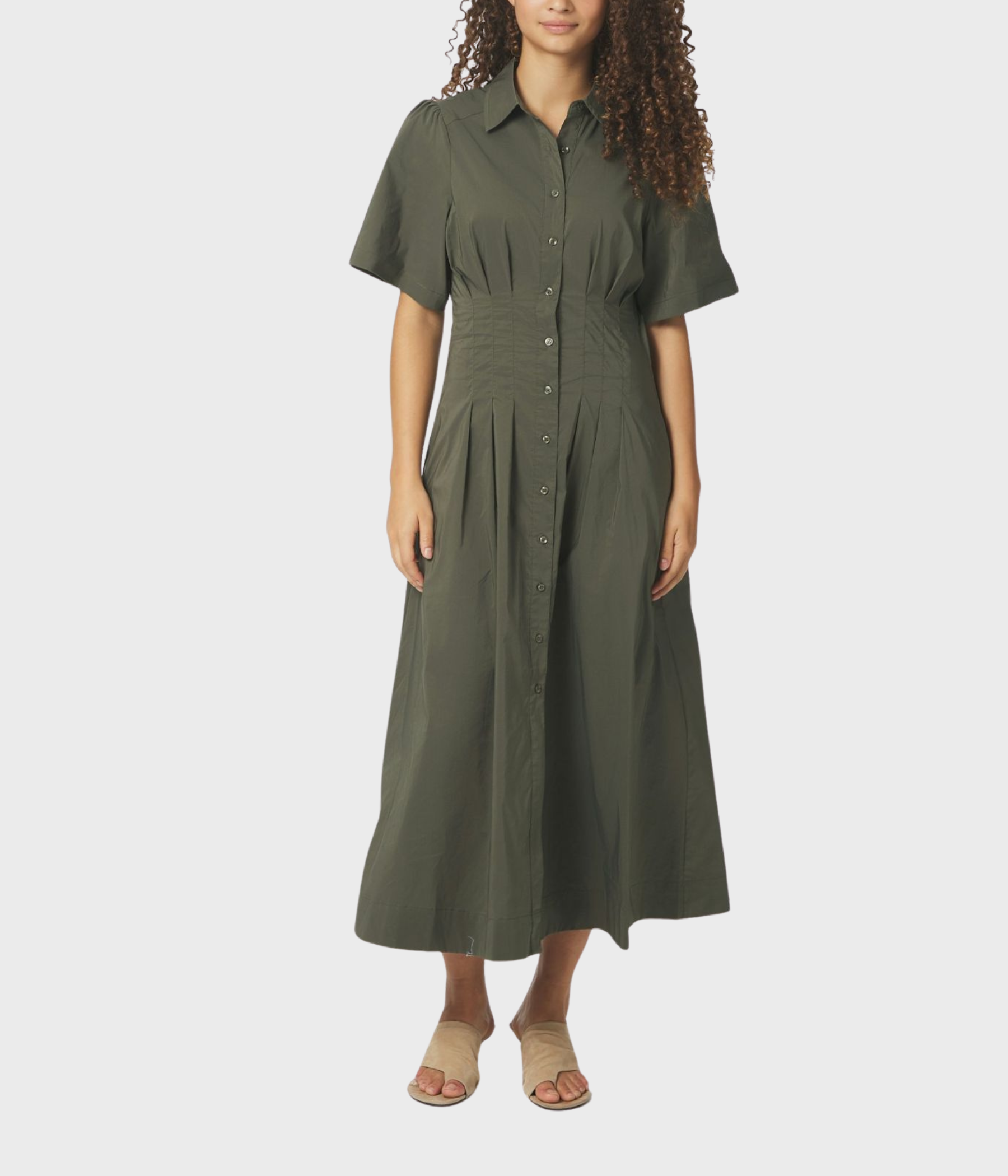 Baia Poplin Dress (151 Army) - D.O. Design Only