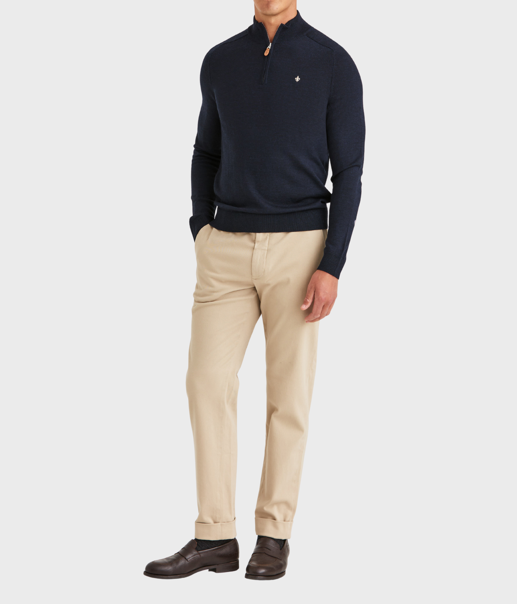 Merino John Zip. (60 Navy)