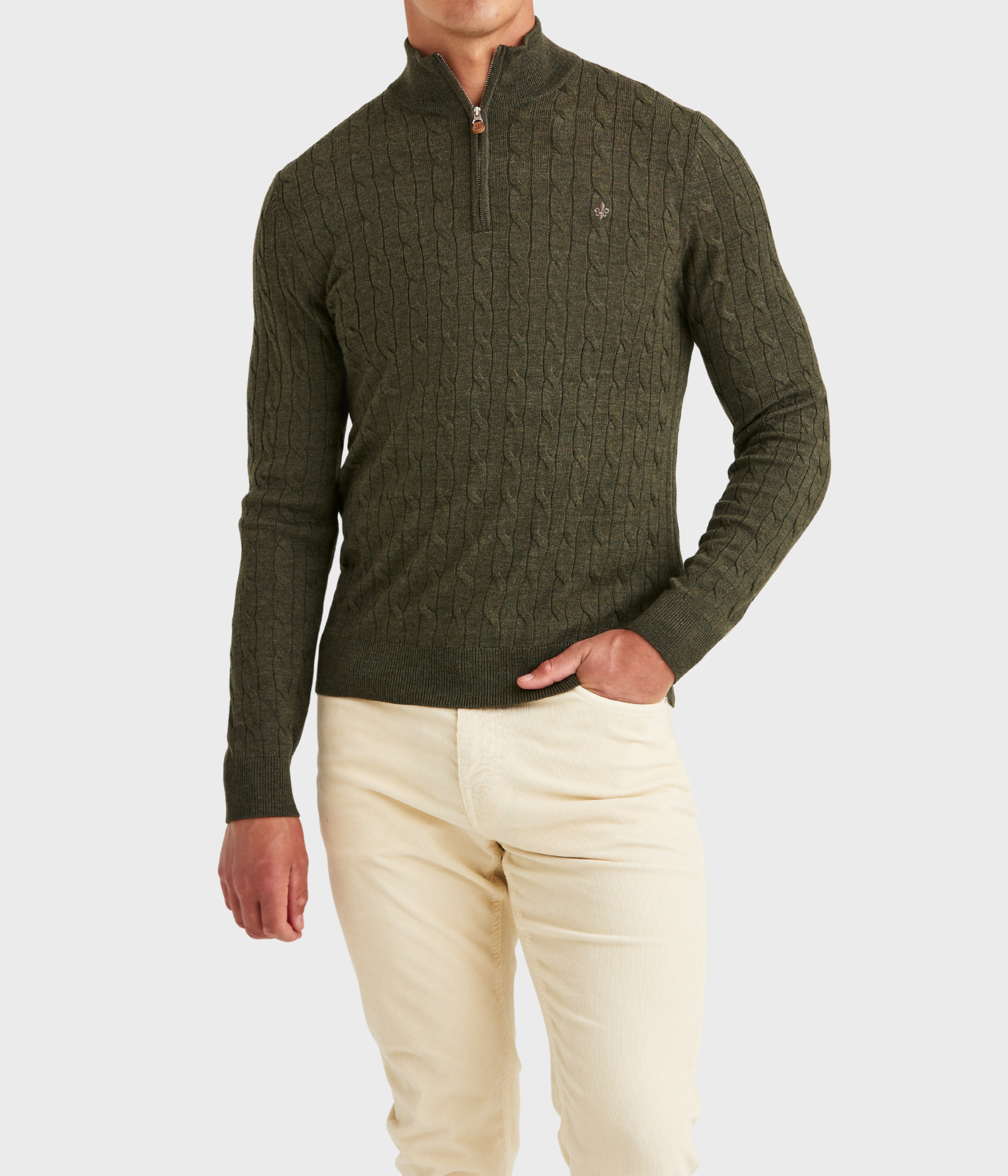 Merino Cable John Zip. (76 Olive)