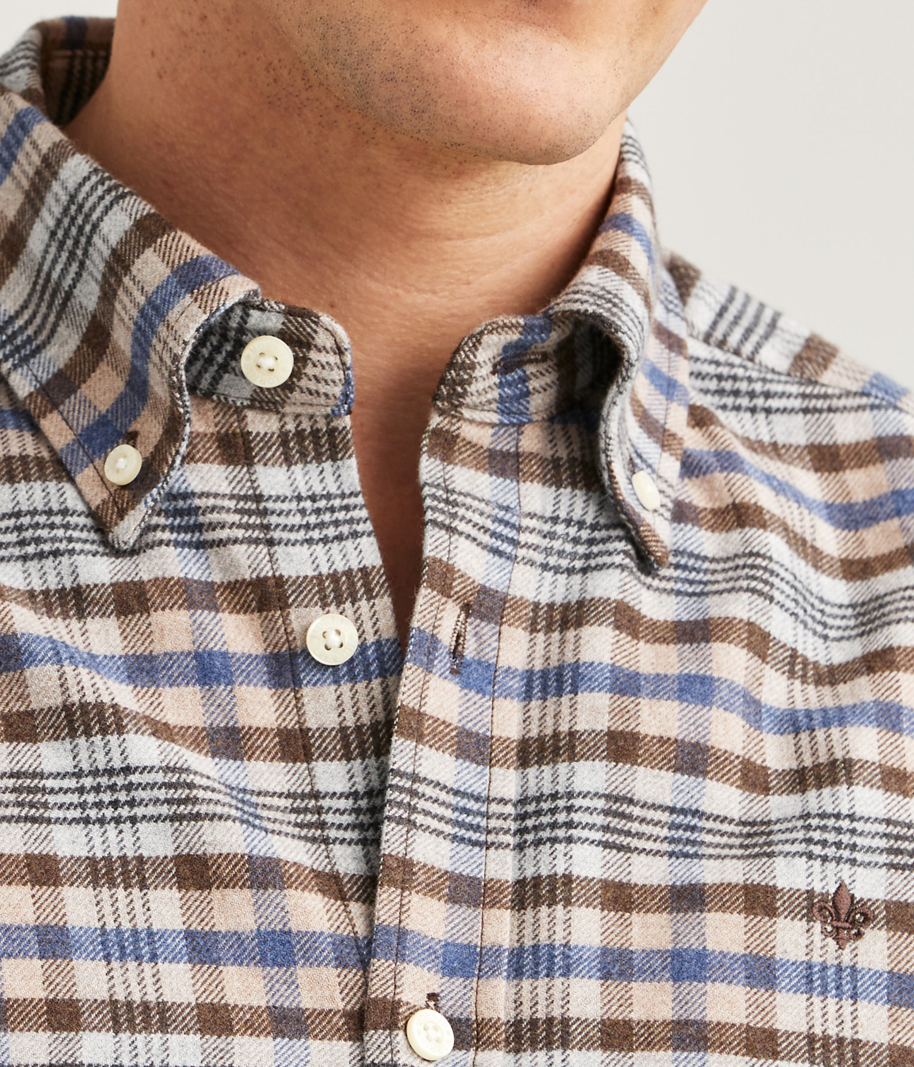 Flannel Check Shirt-Slim Fit. (80 Brown)