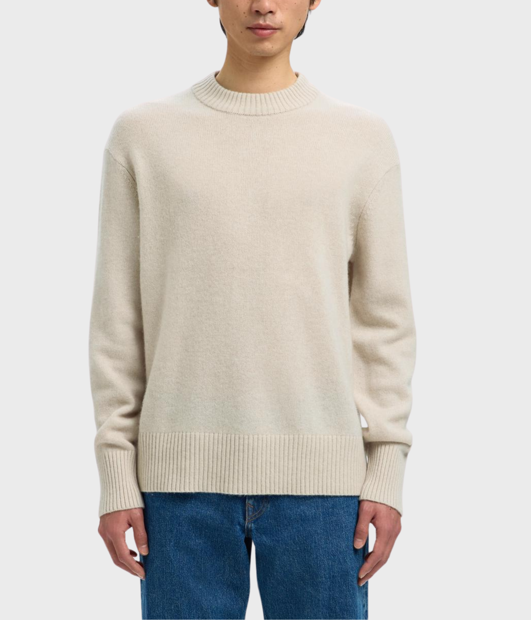SLHCALLE RELAXED CASHMERE BLEND CREW. (Oatmeal Detail:Melange)