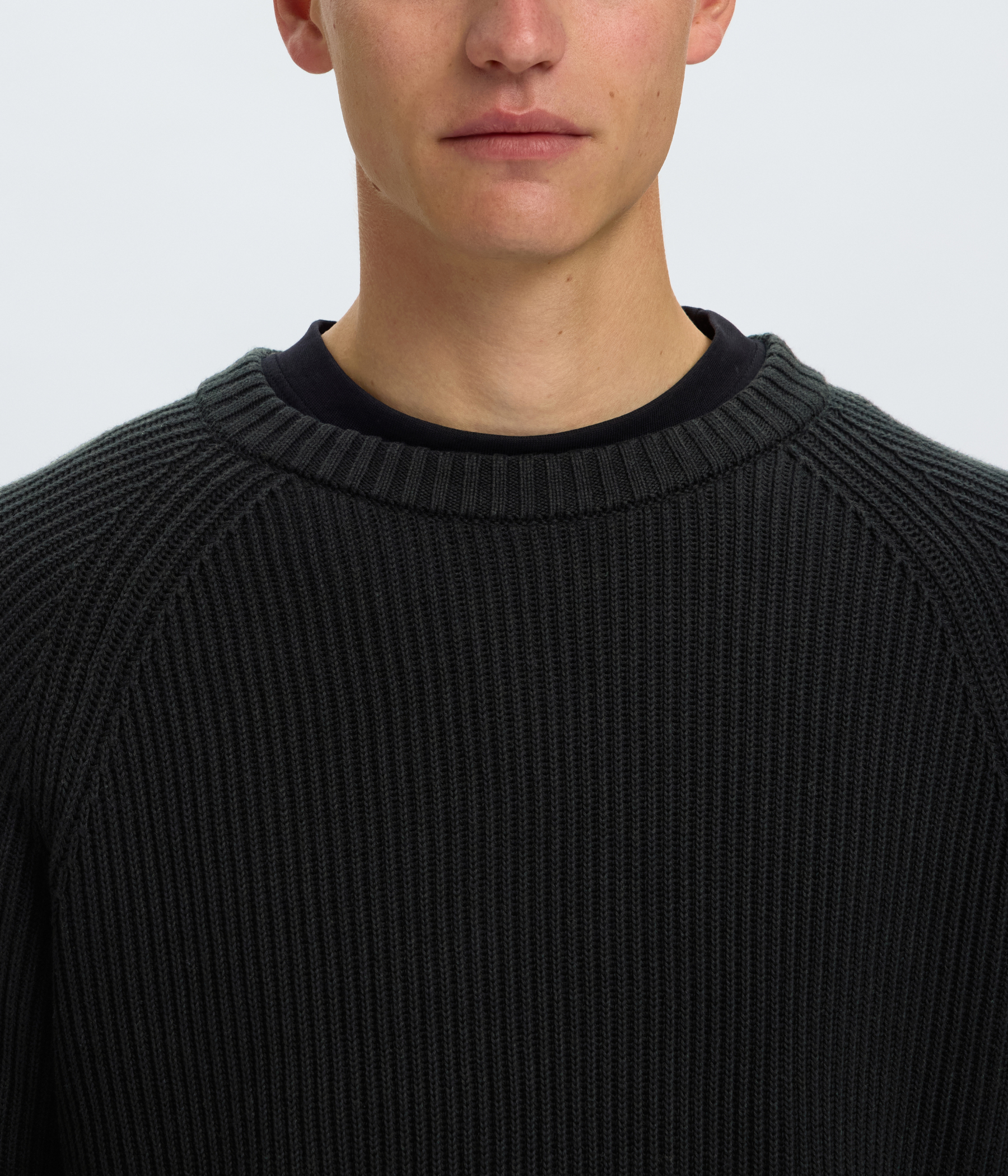 Slmcarlos Ls Cable Crew Neck Noos (Black)