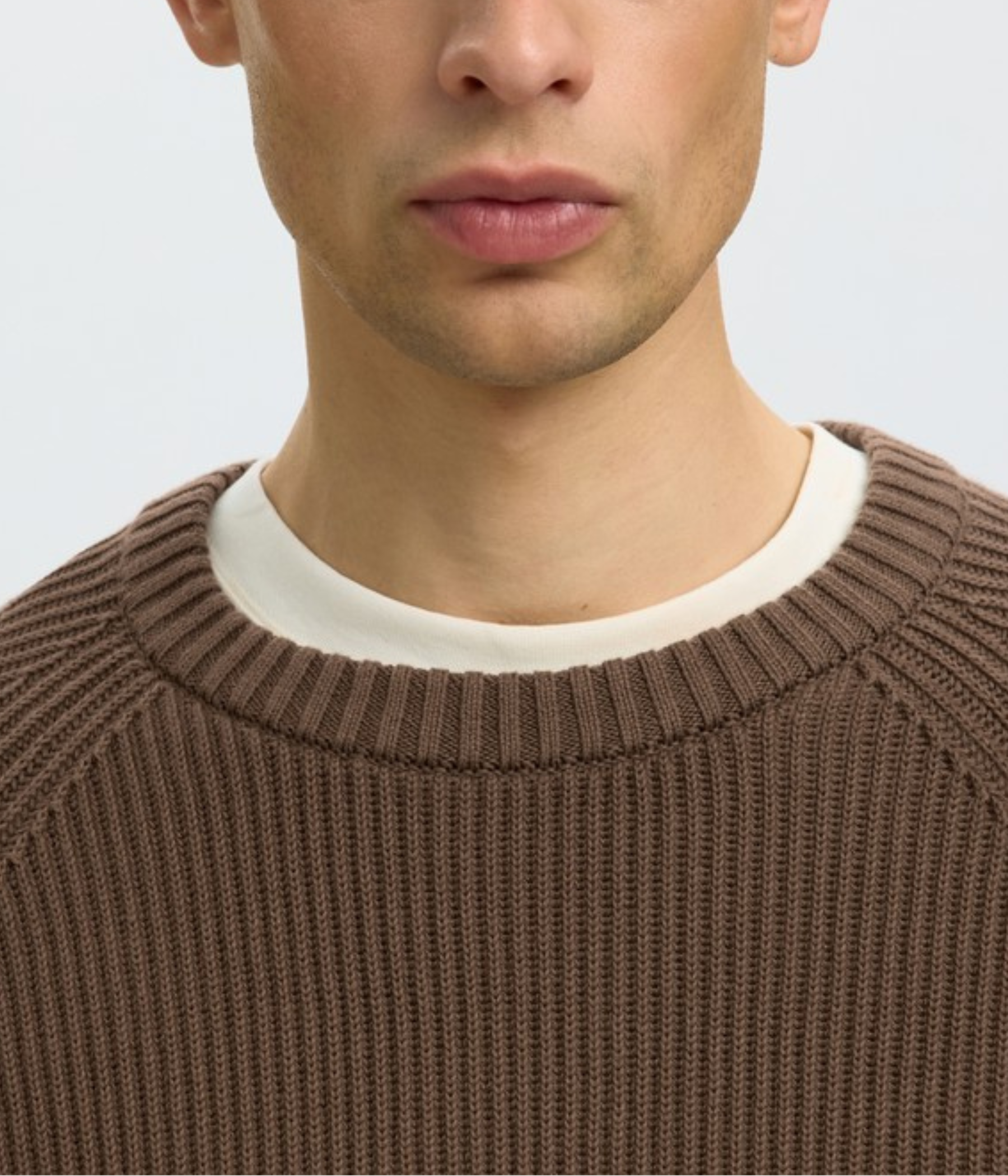 Slmbraun Knit Rib Crew Neck Noos (CHOCOLATE CHIP)
