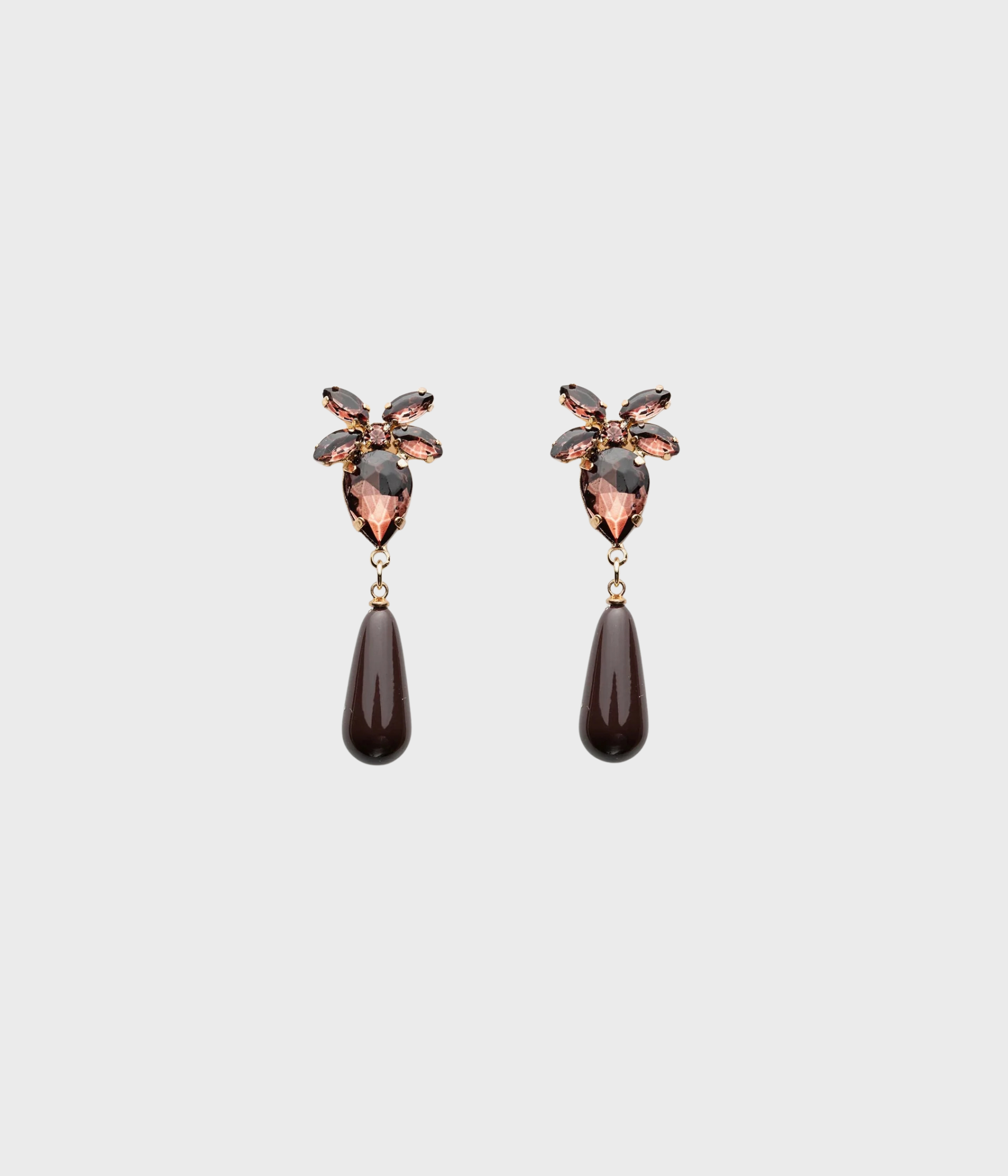 Stone Drop Earrings (Brown)