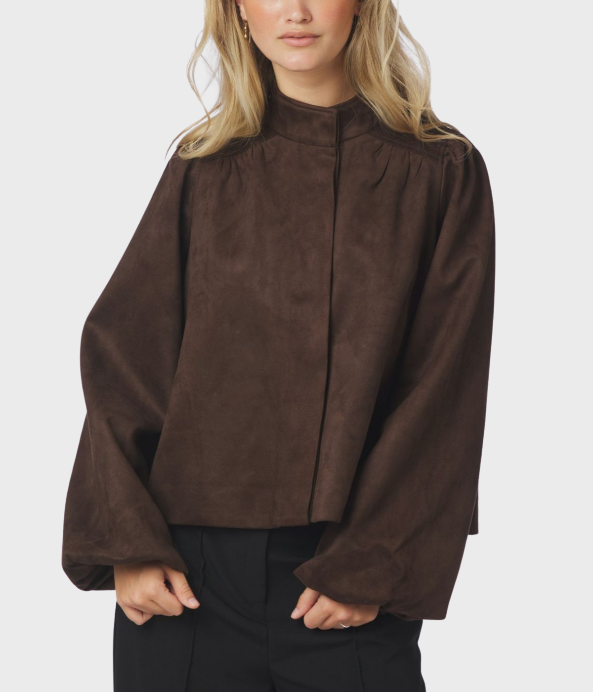 Tirsa Faux Suede Jacket (676 DARK BROWN)