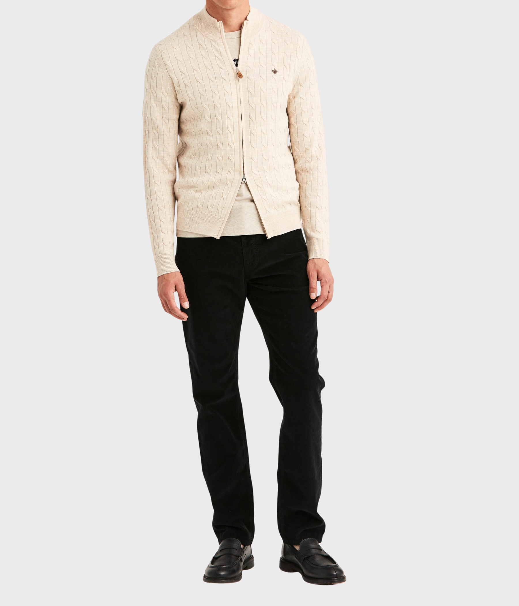 Merino Cable Zip Cardigan (04 Off white)