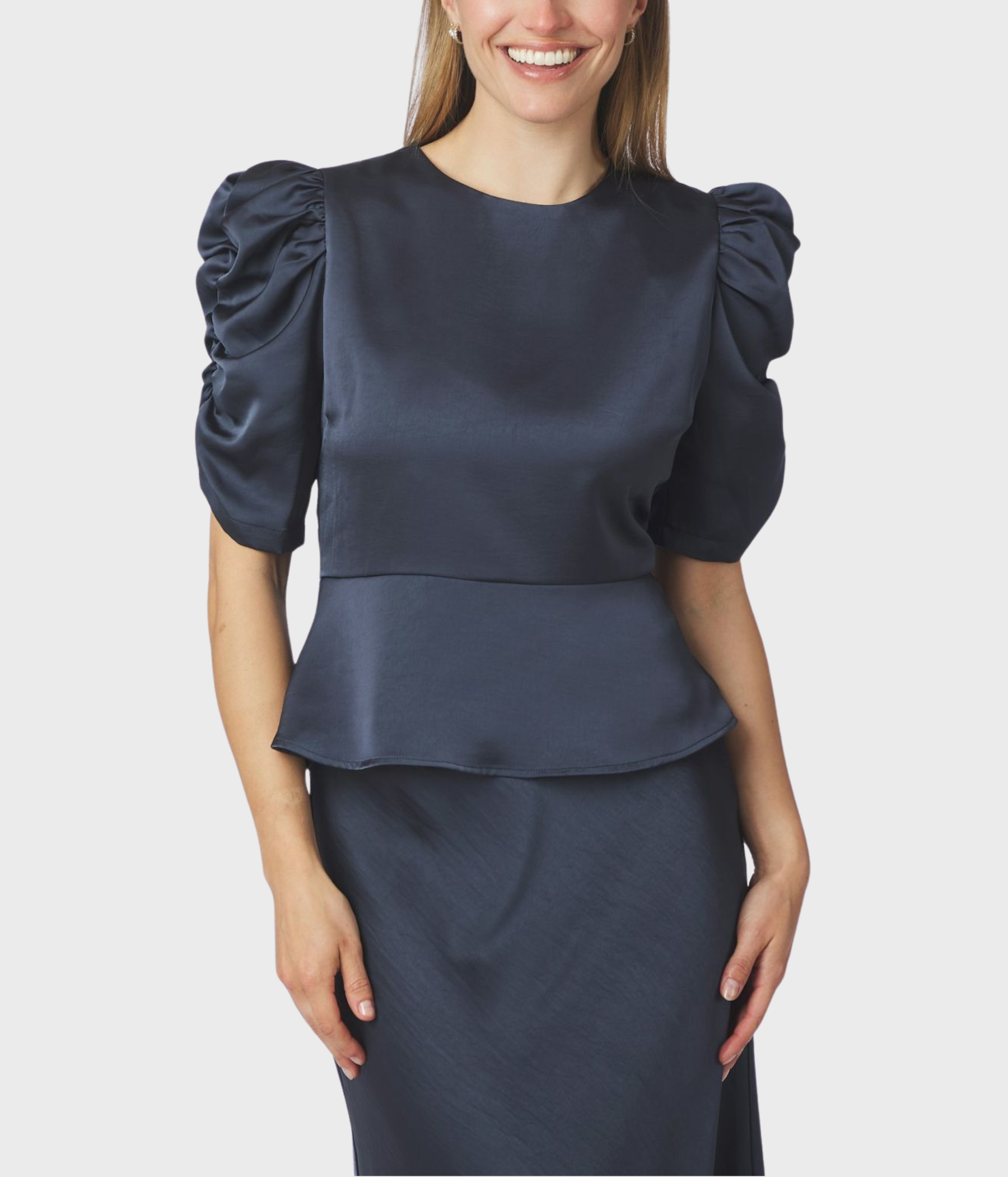 Benua Heavy Sateen Blouse (Midnight Blue)