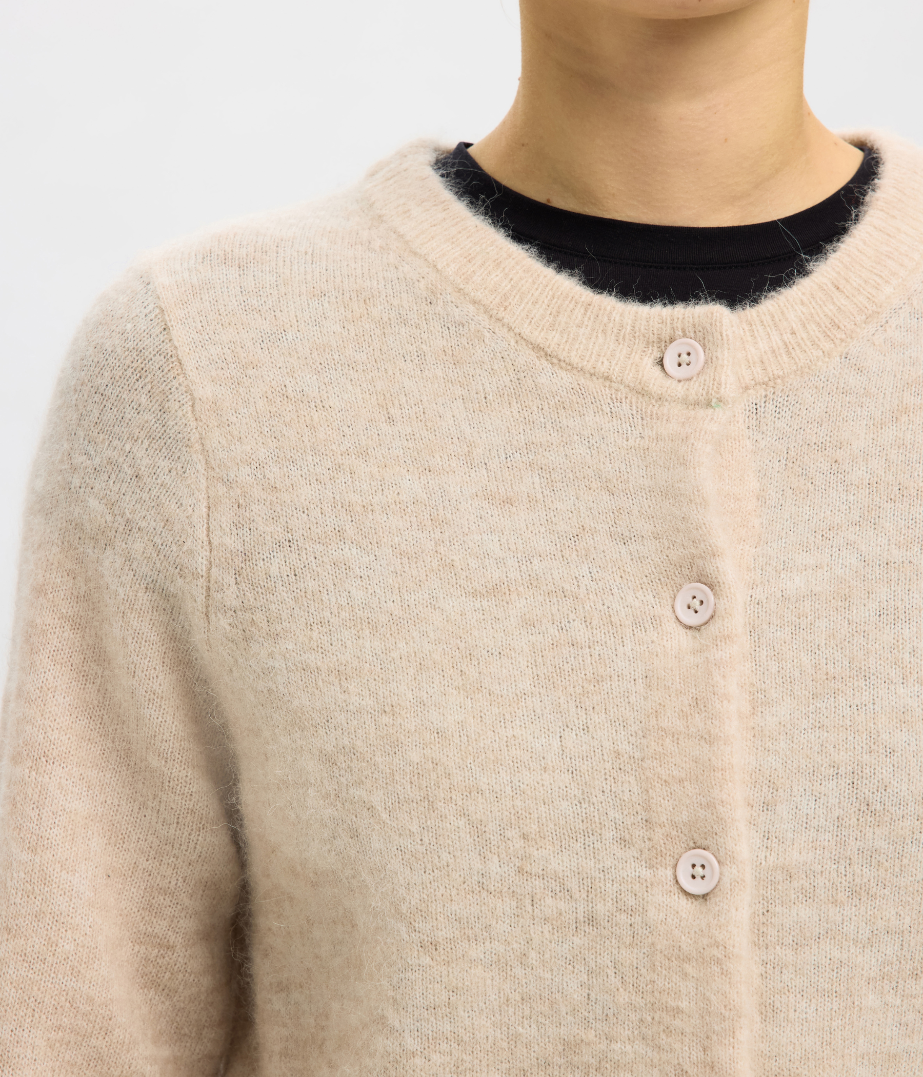 Slflulu New Ls Knit Cardigan Noos. (Birch Detail:MELANGE)