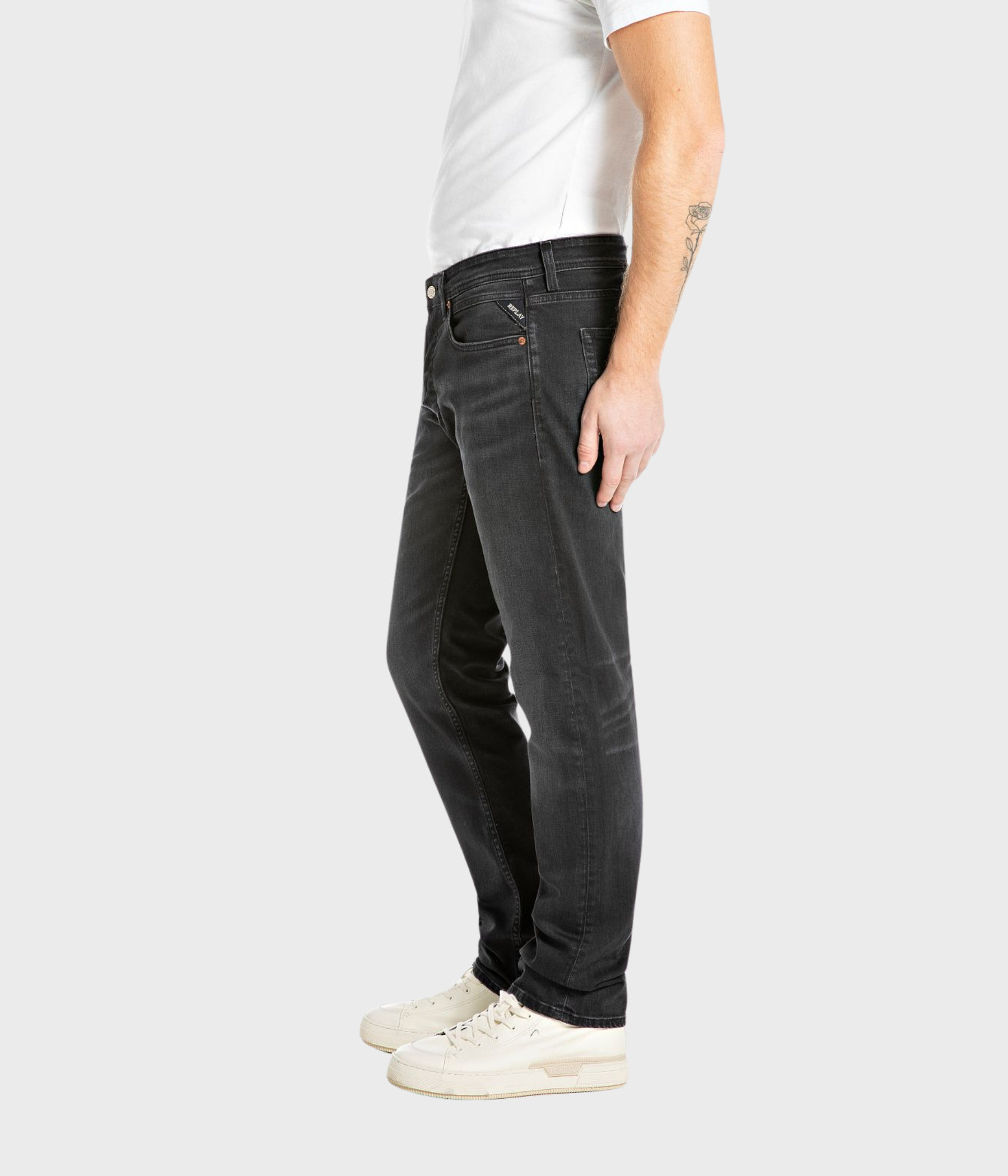 Trousers GROVER 573 ECO PLUS (099 BLACK DELAVÉ dark tone black stone wash)