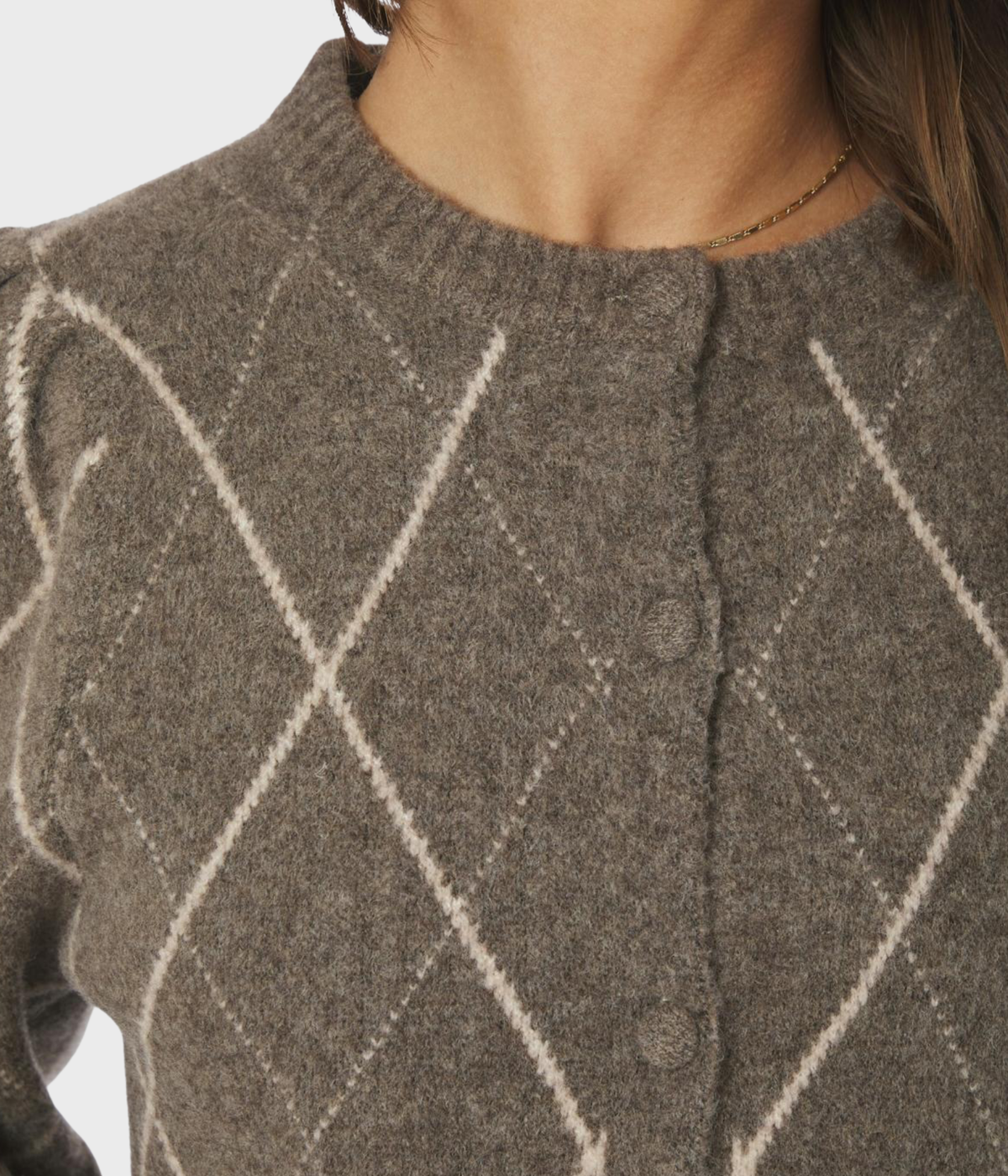 Koteas Check Knit Cardigan (214 Taupe)