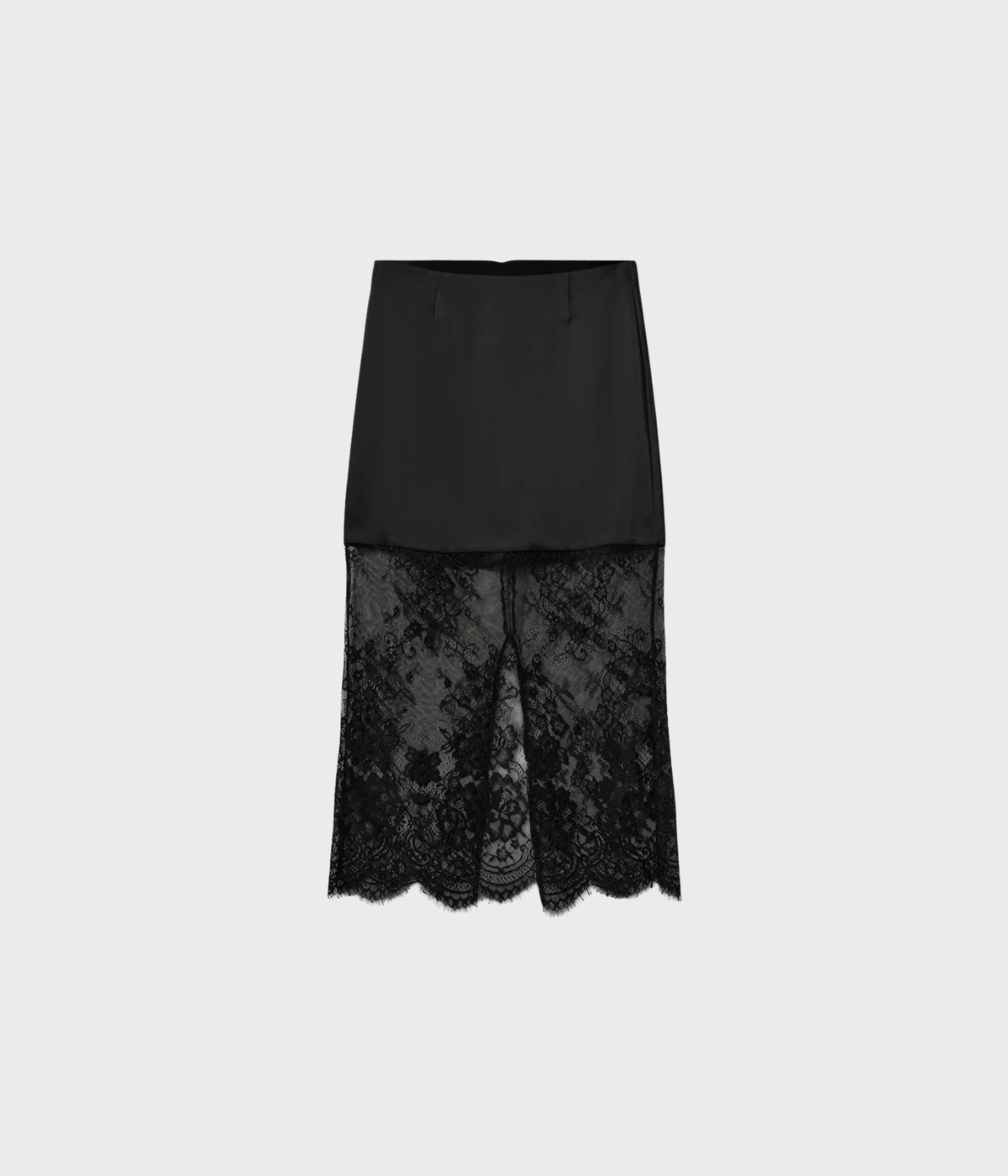 Selenesw Satin Lace Maxi Skirt (1000 black)