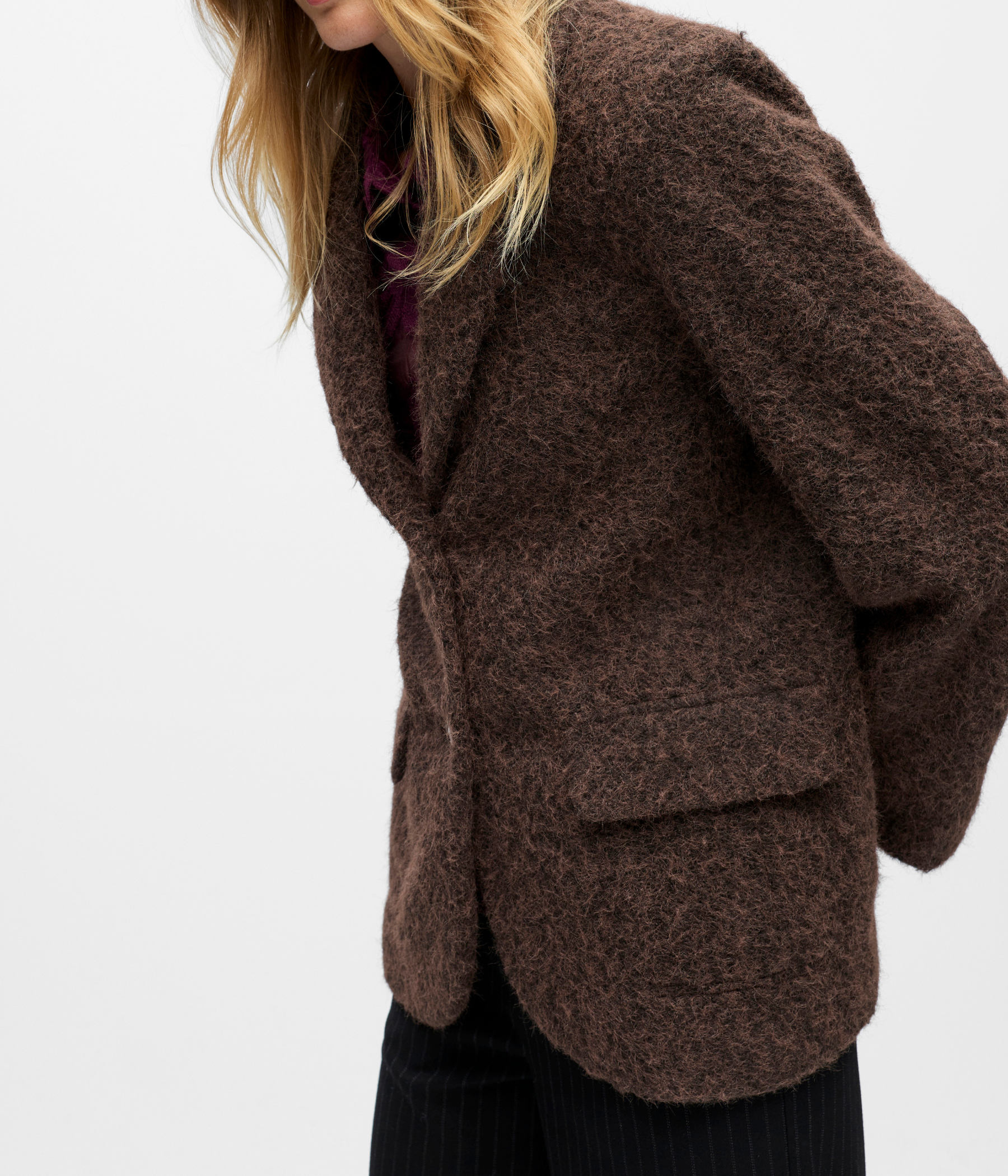 OBJCELINA L/S LO JACKET 140 (Seal Brown Detail:Black melange)