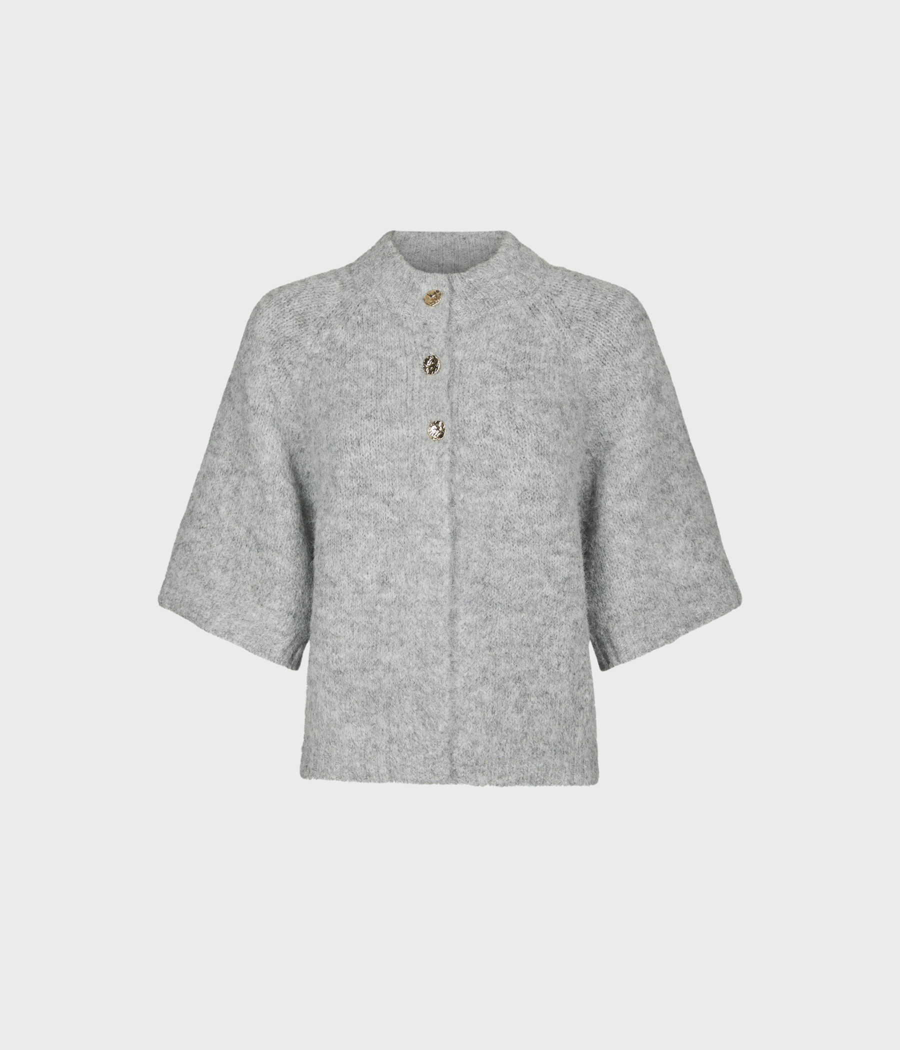 Benuta Fluffy Knit Cardigan. (Grey Melange)
