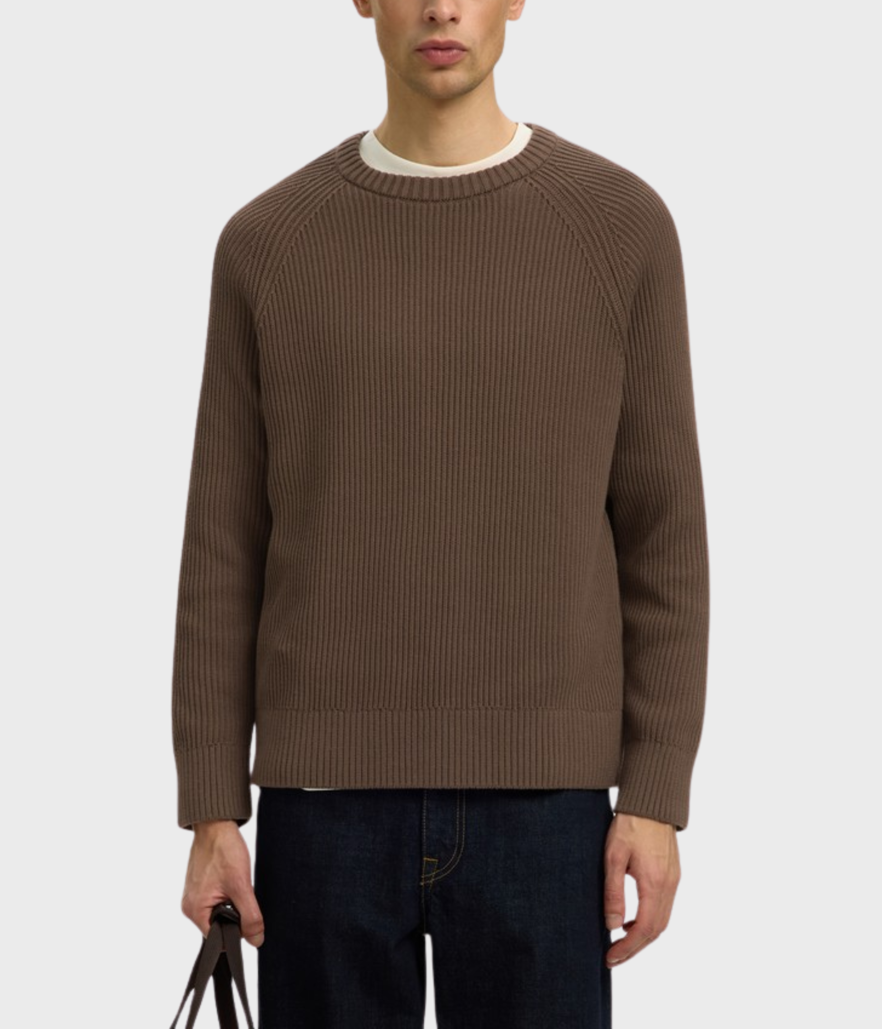 Slmbraun Knit Rib Crew Neck Noos (CHOCOLATE CHIP)