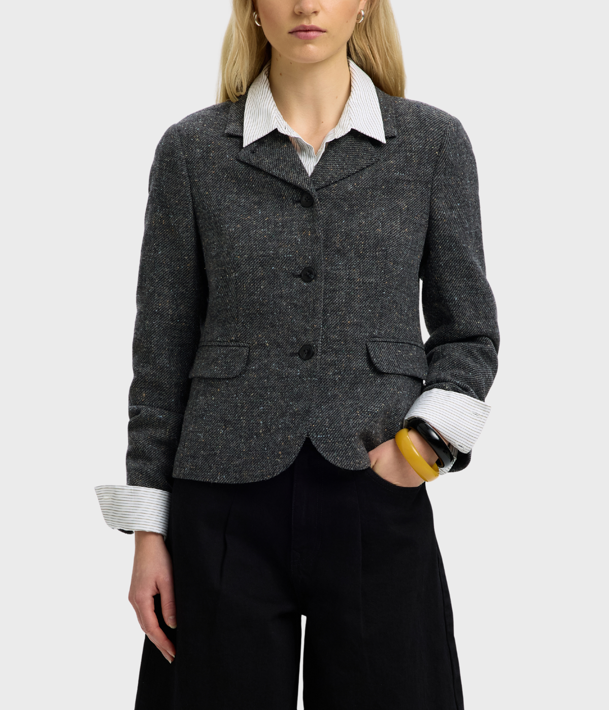 Slwfitted Clea Short Blazer (Black Detail:MULTI STRUCTURE)