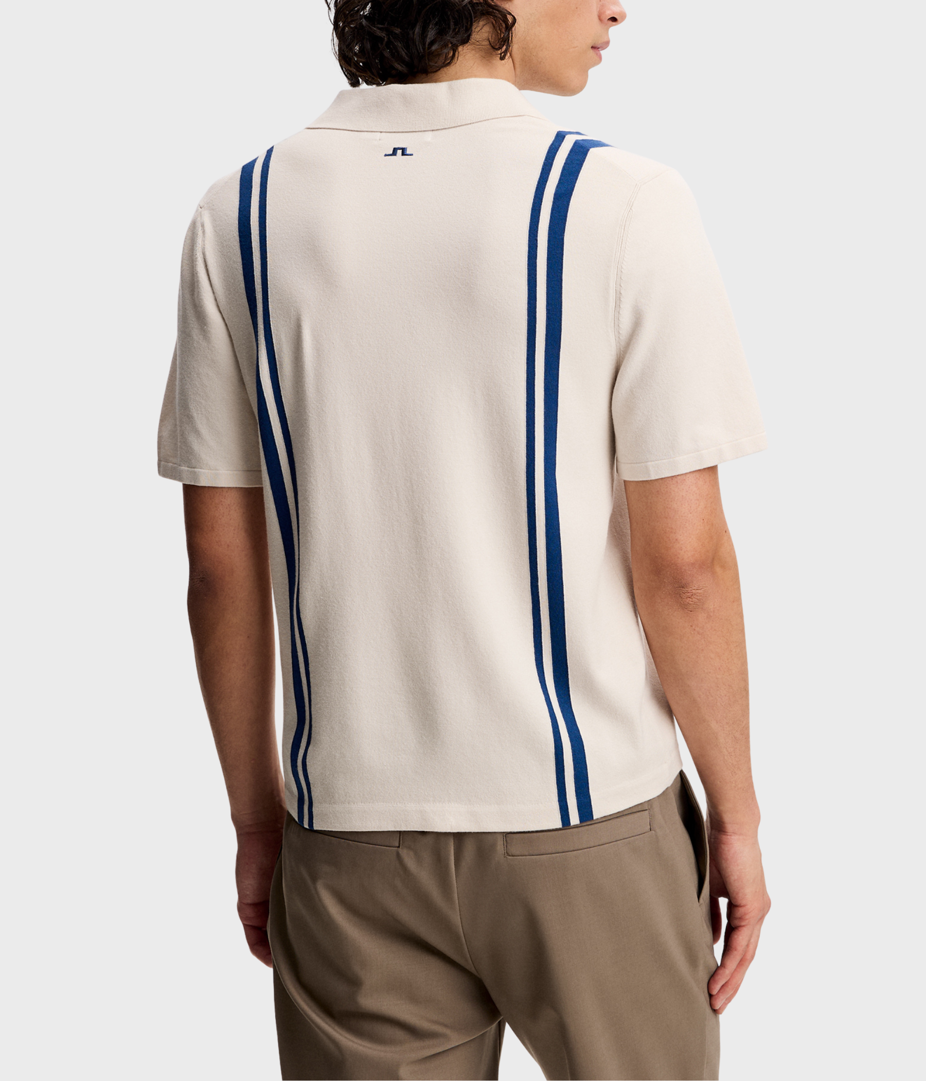 Rylan Stripe Knit Golf Polo (U029 Moonbeam)