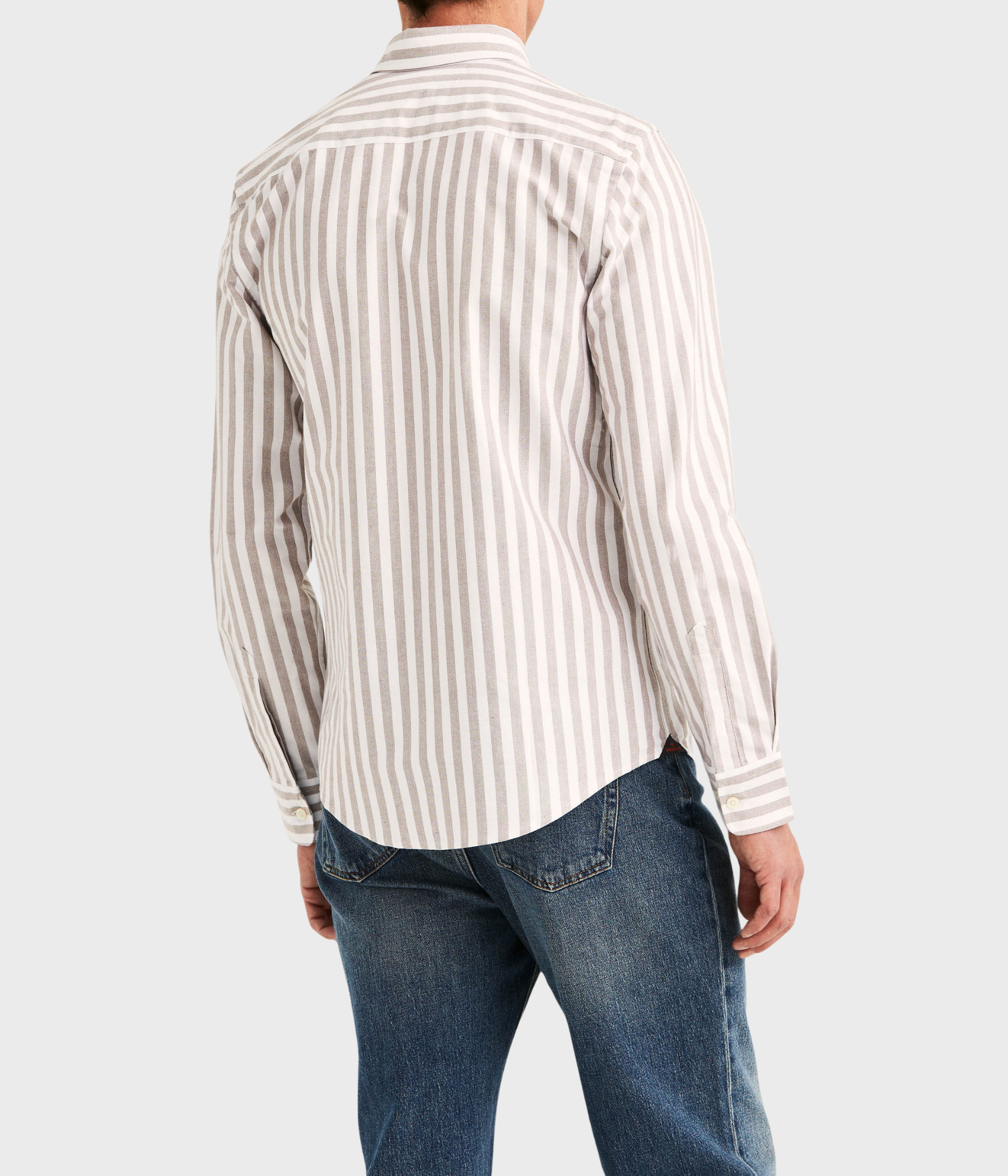 Douglas Oxford Stripe Shirt-Slim Fit (80 Brown)