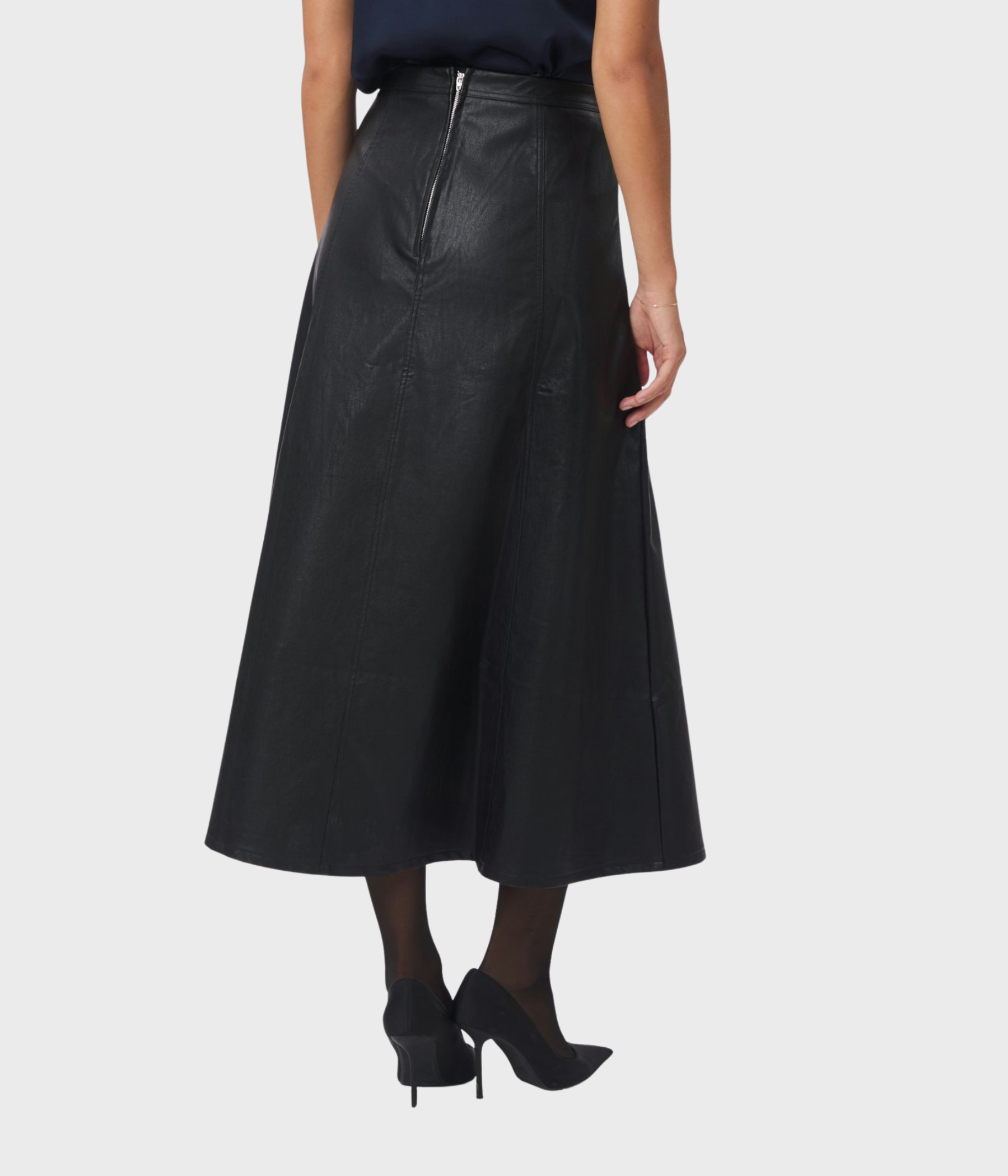 Raya Faux Leather Skirt (Black)