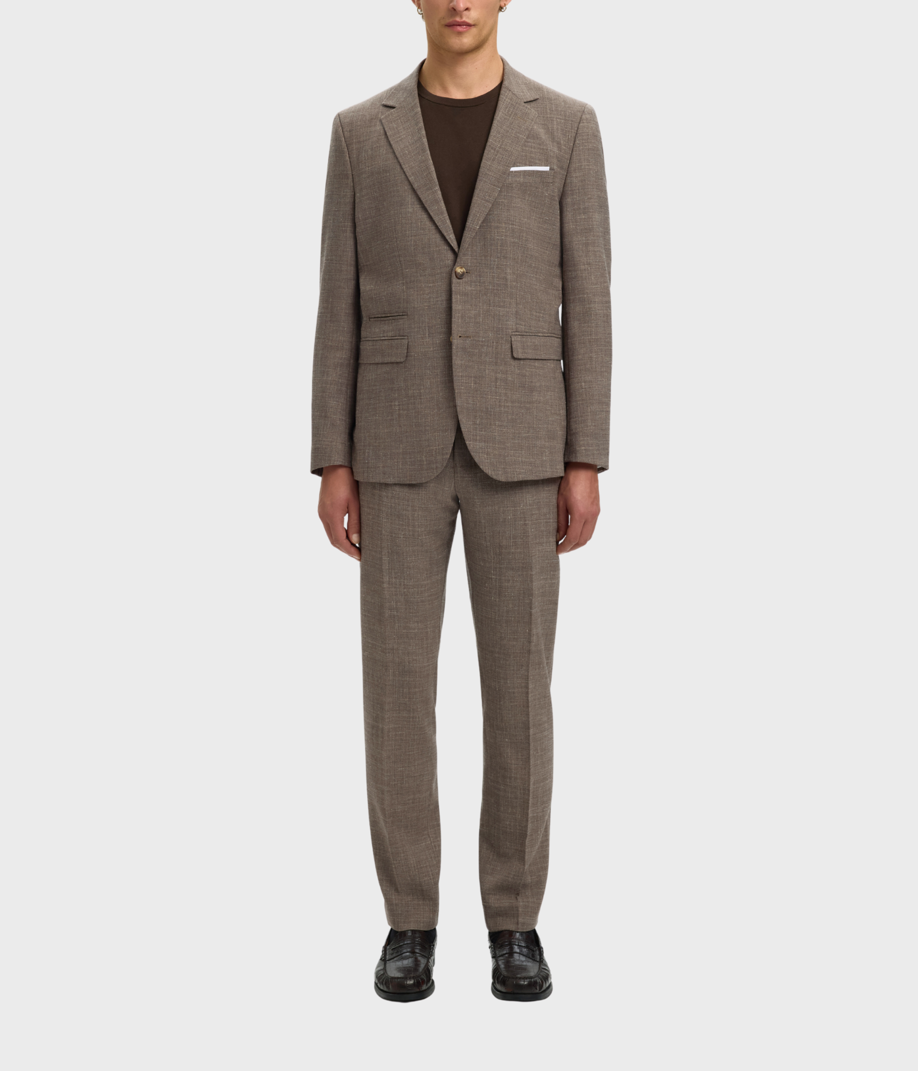 SLHSLIM-OASIS LINEN BLZ NOOS. (Dark Sand Melange)