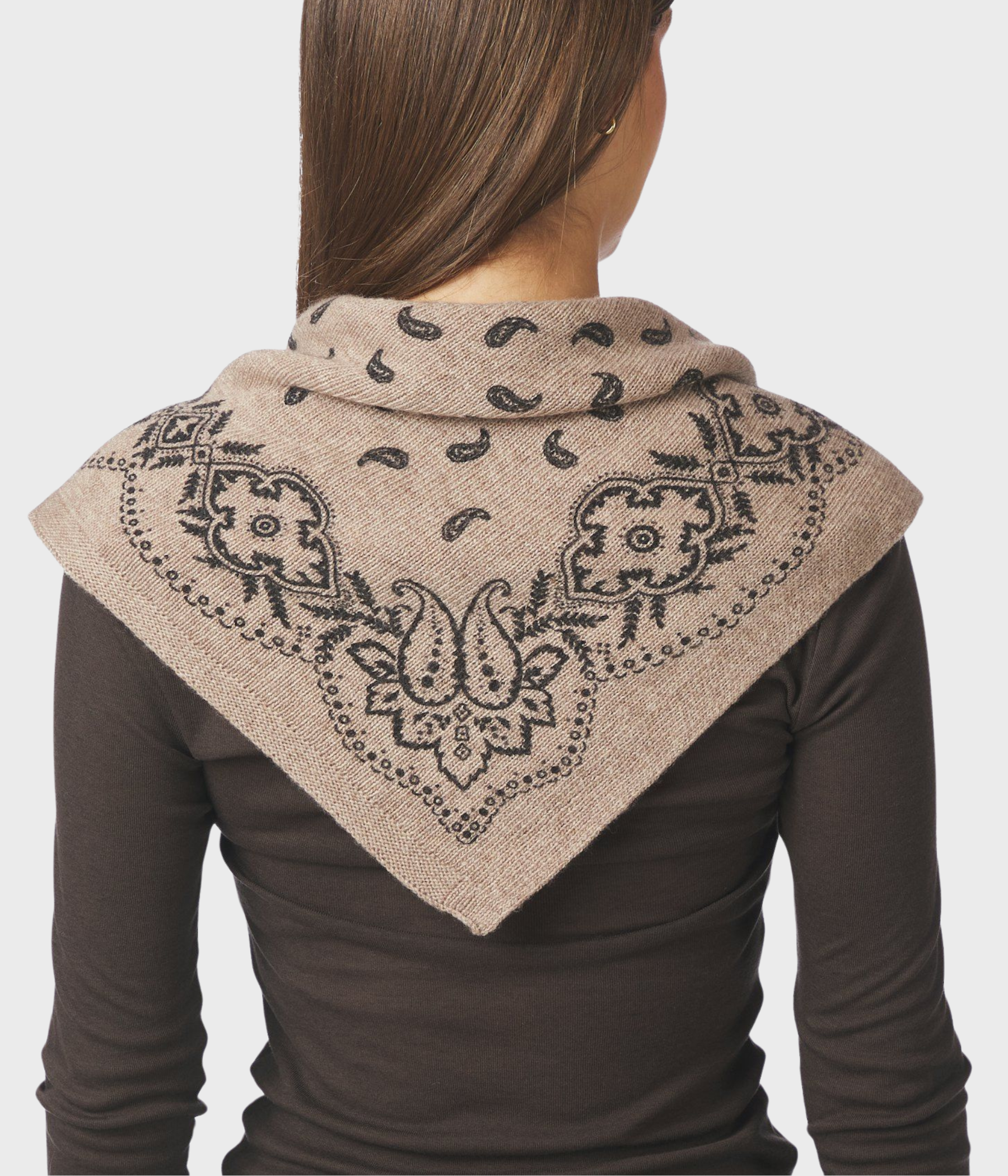 Adelina Paisley Knit Scarf (976 Beige Melange)