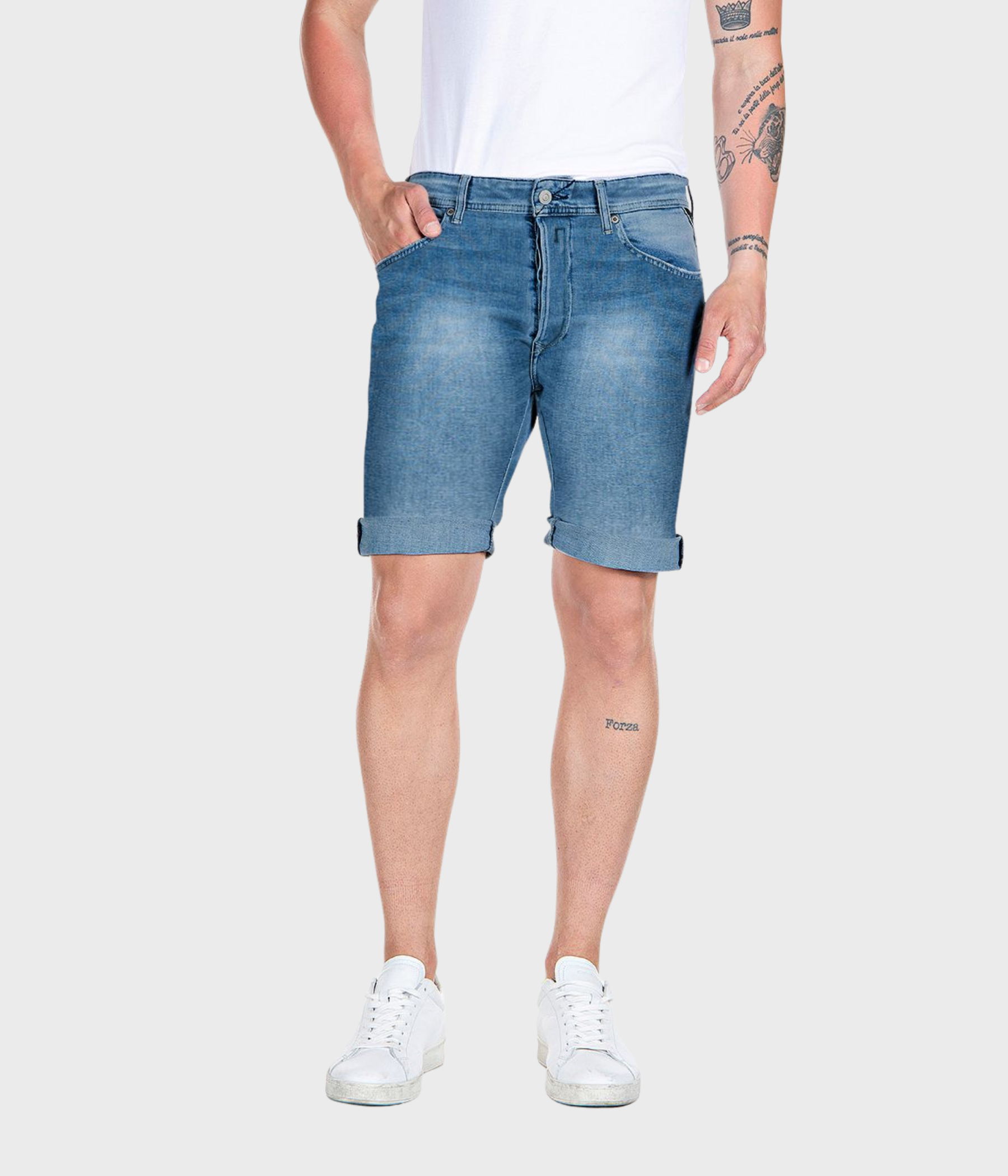 Shorts RBJ.981 SHORT C-Stretch (009 MEDIUM BLUE medium tone enzymatic stone wash)